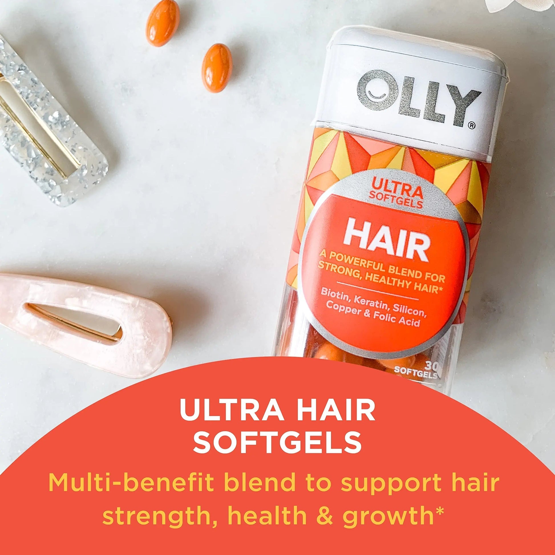 OLLY Ultra Women's Multi Softgels & Ultra Strength Hair Softgels, Supports Hair Health, Biotin, Keratin, Vitamin D, B12, Hair Supplement, 30 Day Supply - 30 Count OLLY buy supplements canada