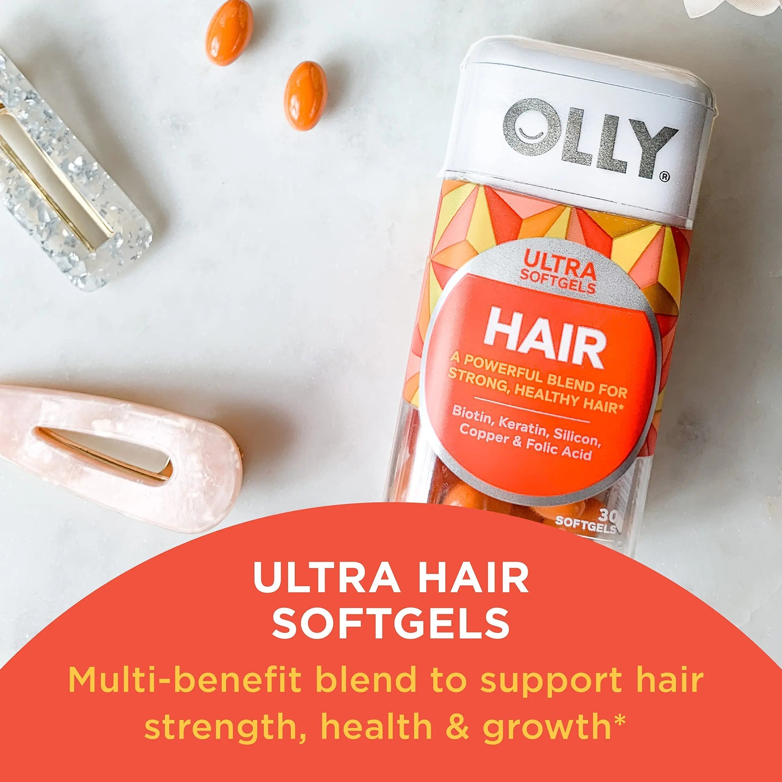OLLY Ultra Women's Multi Softgels & Ultra Strength Hair Softgels, Supports Hair Health, Biotin, Keratin, Vitamin D, B12, Hair Supplement, 30 Day Supply - 30 Count OLLY buy supplements canada