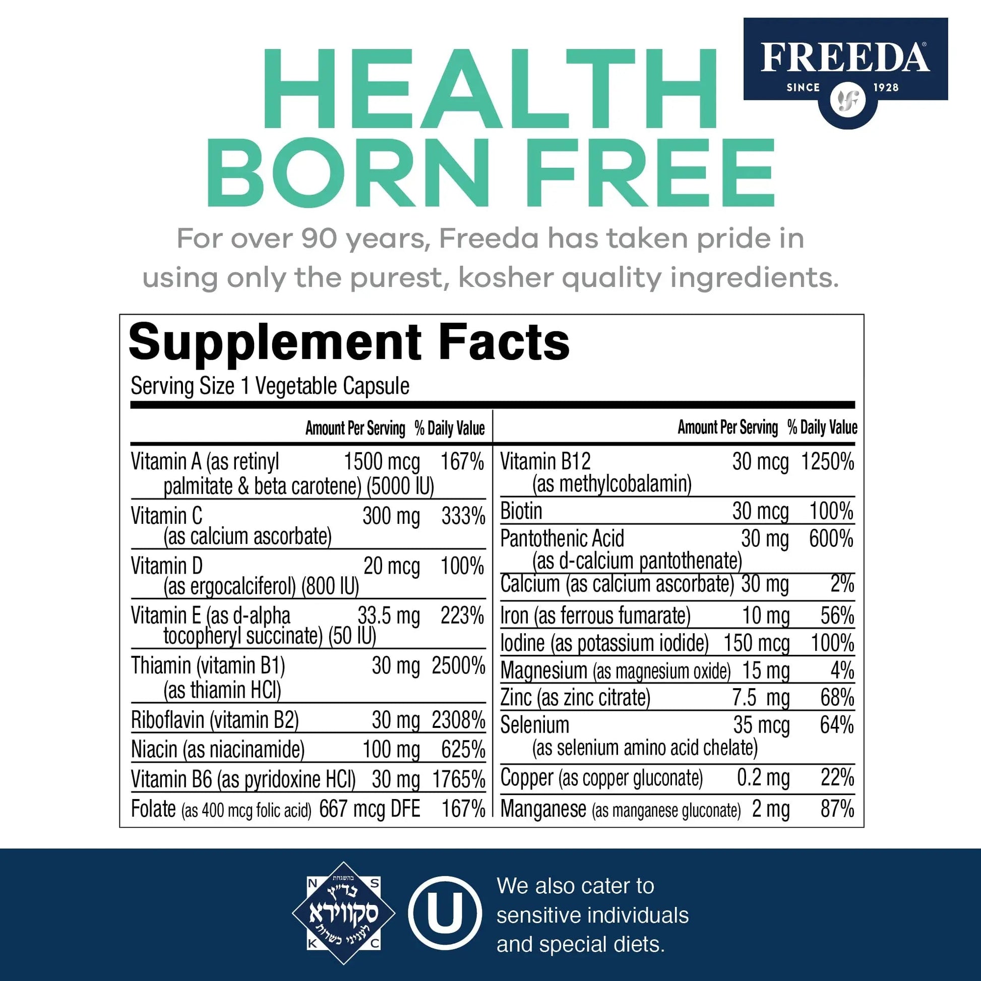 FREEDA Multivitamin One Daily – Quintabs-M with Iron – Kosher Multi Vitamins Supplements for Women Health - Multivitamins for Women & Iron FREEDA buy supplements canada