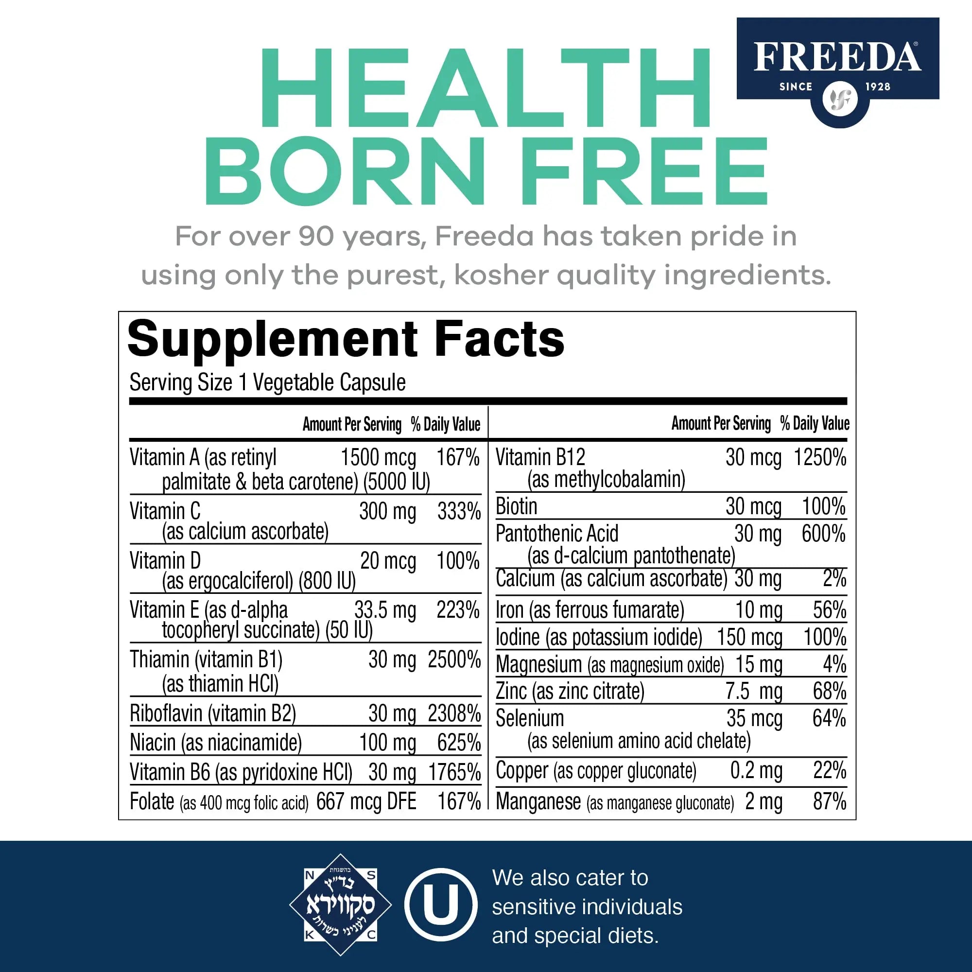 FREEDA Multivitamin One Daily – Quintabs-M with Iron – Kosher Multi Vitamins Supplements for Women Health - Multivitamins for Women & Iron FREEDA buy supplements canada