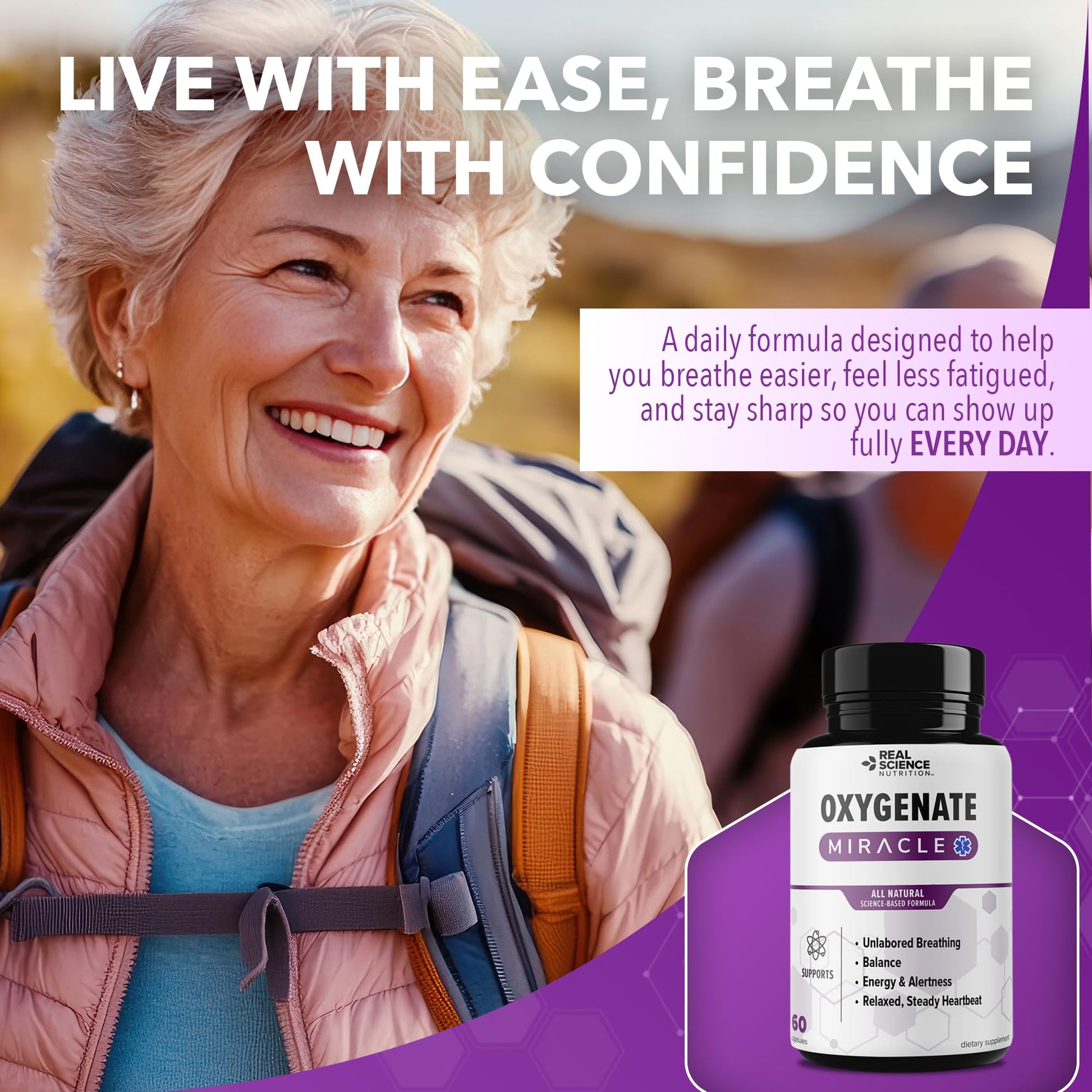Real Science Oxygenate Miracle – Daily Lung & Circulation Support Supplement for Breathing Comfort and Energy – Supports Respiratory Function and Overall Wellness, 60 Caps Real Science Nutrition buy supplements canada