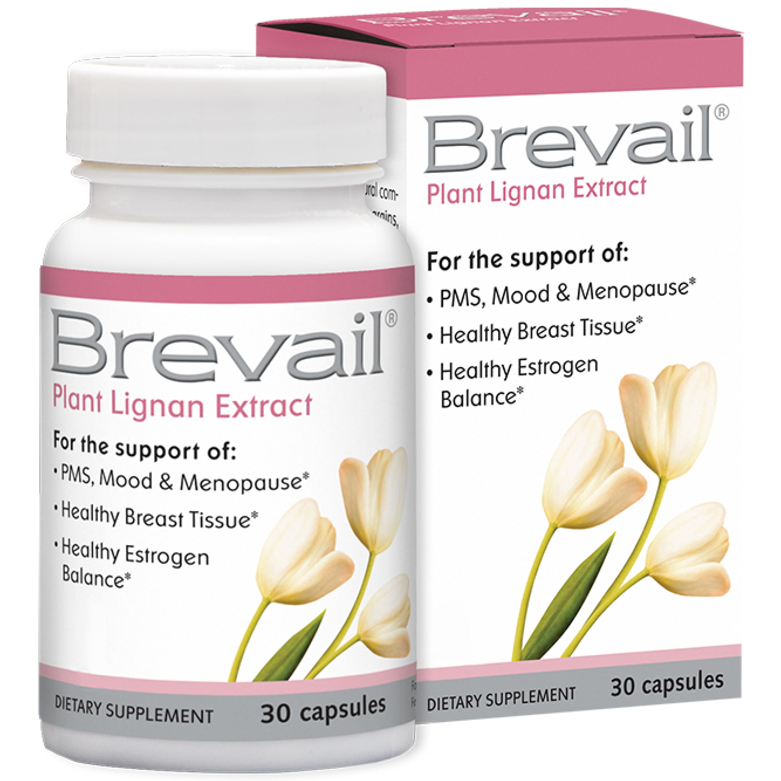 Brevail Plant Lignan Extract Capsules, Proactive Breast Health Supplement with 50 mg SDG Lignans from Flax Seed Hulls for Healthy Estrogen Balance and PMS Mood Support Pills, 30 Count Barlean's buy supplements canada