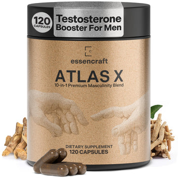 Essencraft Atlas X Testosterone Supplement for Men – 10-in-1 Natural Testosterone Booster & Muscle Booster w/Shilajit, Zinc, Tongkat Ali, & More (120 Capsules) Essencraft buy supplements canada