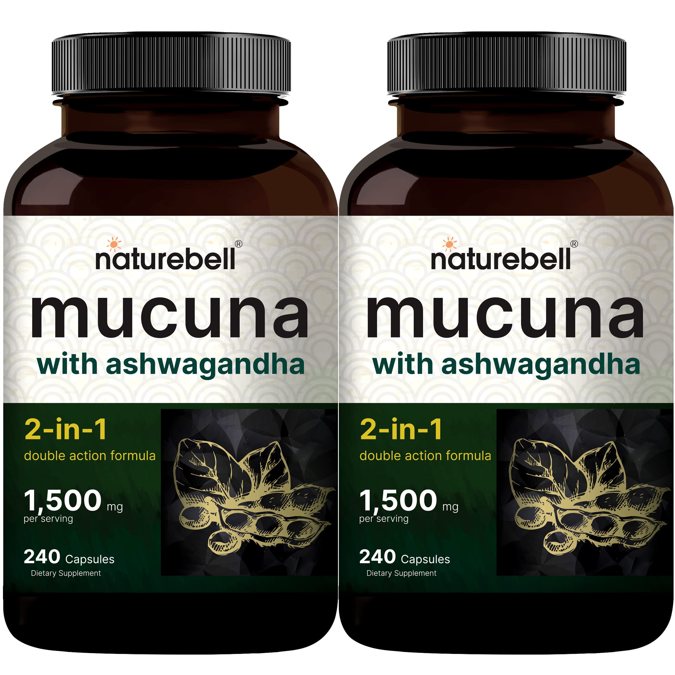 2 Pack NatureBell Mucuna Pruriens Capsules, 1500mg Per Serving, Made with Mucuna NatureBell buy supplements canada