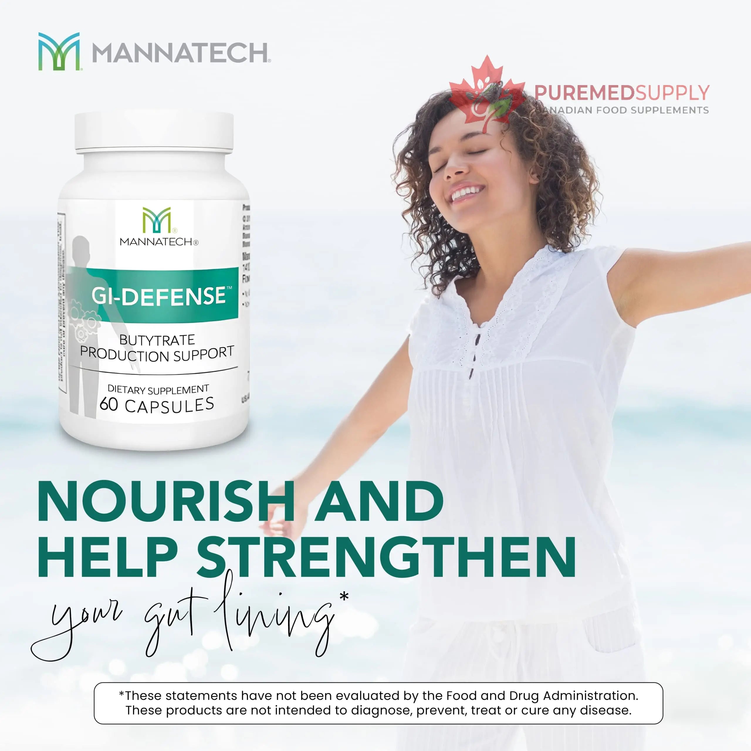 Mannatech Butyrate Supplement - Supports Gut Barrier Function, Intestinal Health, and Digestive Comfort - Promotes Short Chain Fatty Acid Production, Immune Support Supplement GI-Defense 60 Capsules Mannatech buy supplements canada