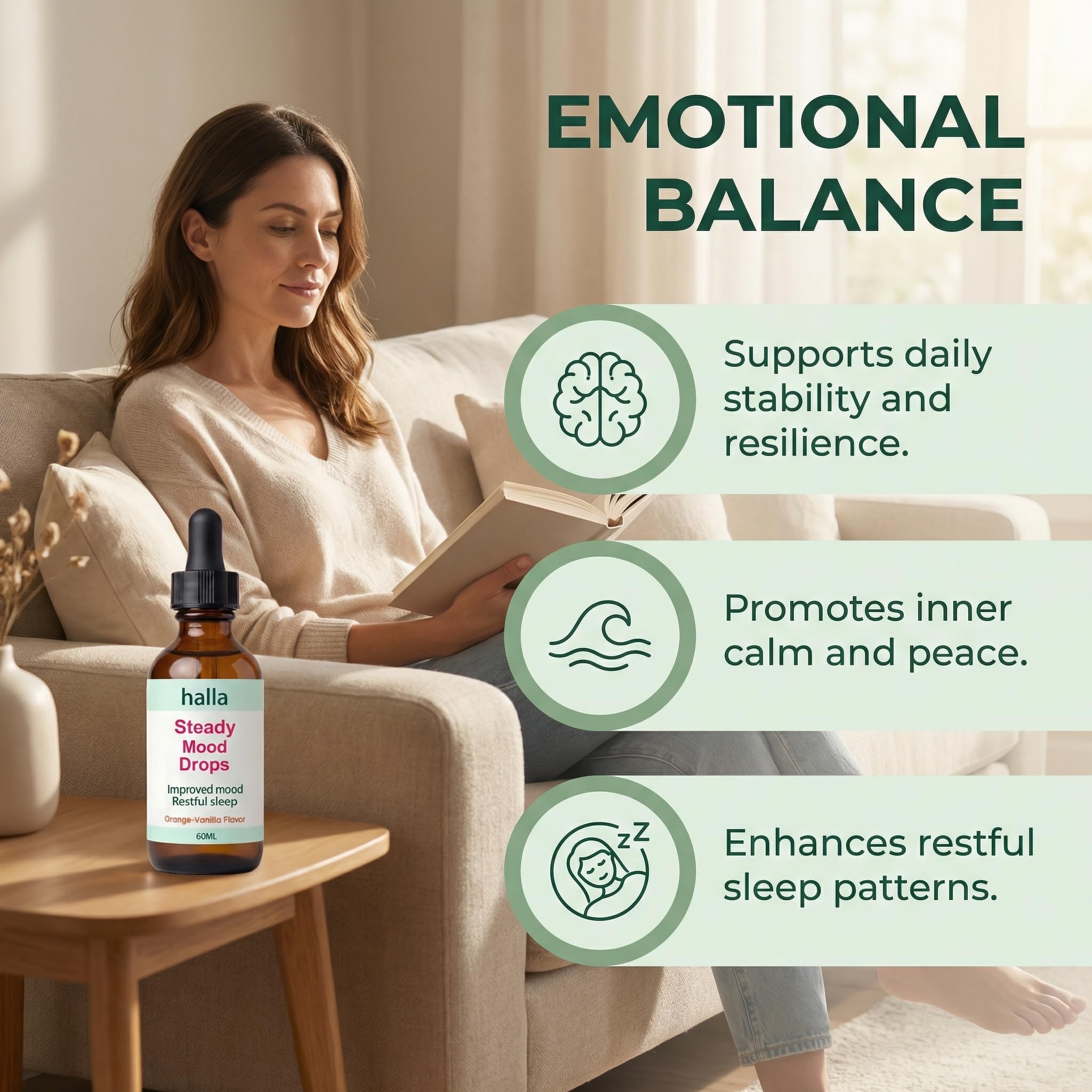 Halla Steady Mood Drops, with Saffron Extract – Fast Absorption Cognitive & Emotional Balance Supplement – Advanced Brain Nutrient Blend – Orange Vanilla Flavor, 2 fl oz DFTLUUE buy supplements canada