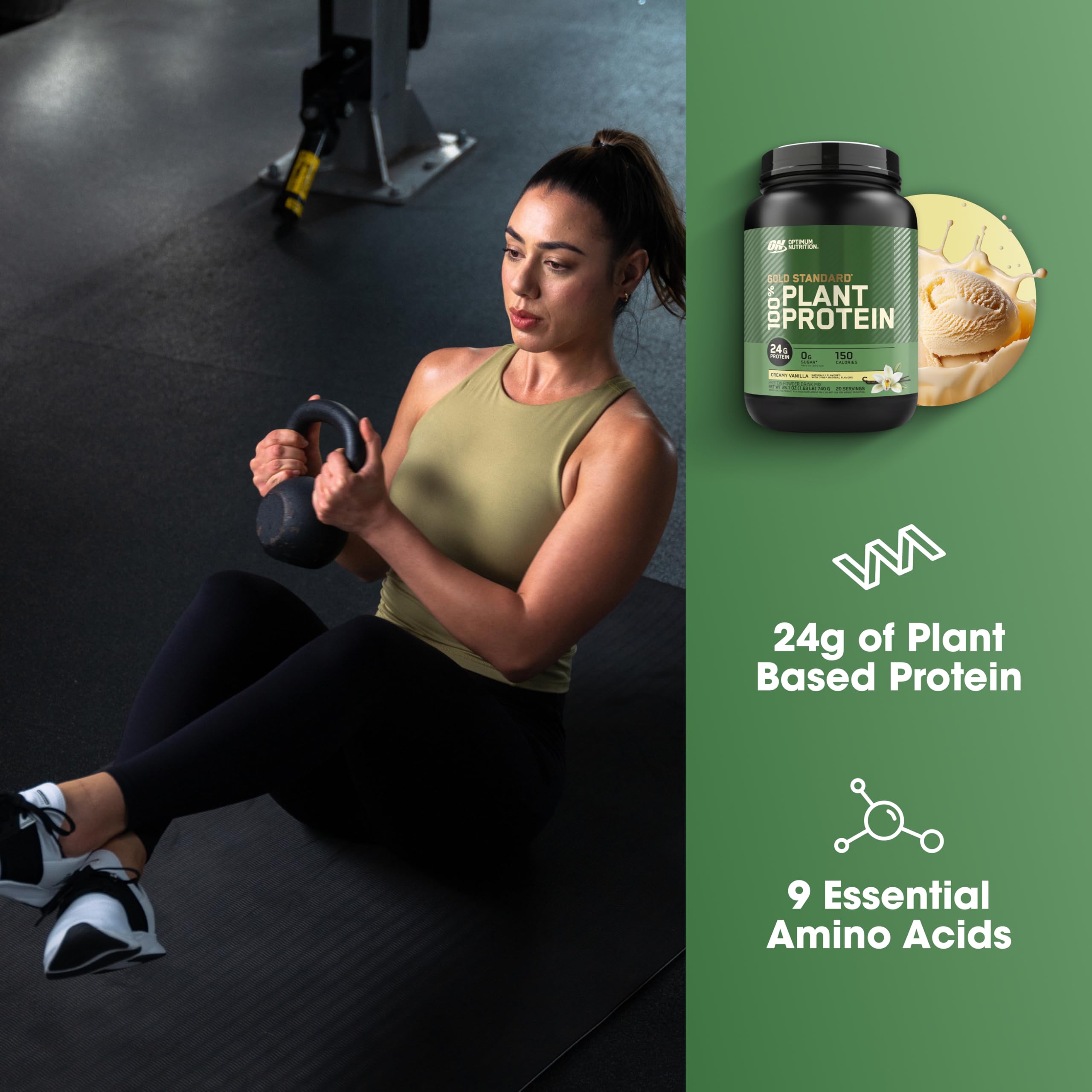 Optimum Nutrition Gold Standard 100% Plant Based Protein Powder, Gluten Free, Vegan Protein for Muscle Support and Recovery with Amino Acids - Creamy Vanilla, 20 Servings (Packaging May Vary) Optimum Nutrition buy supplements canada