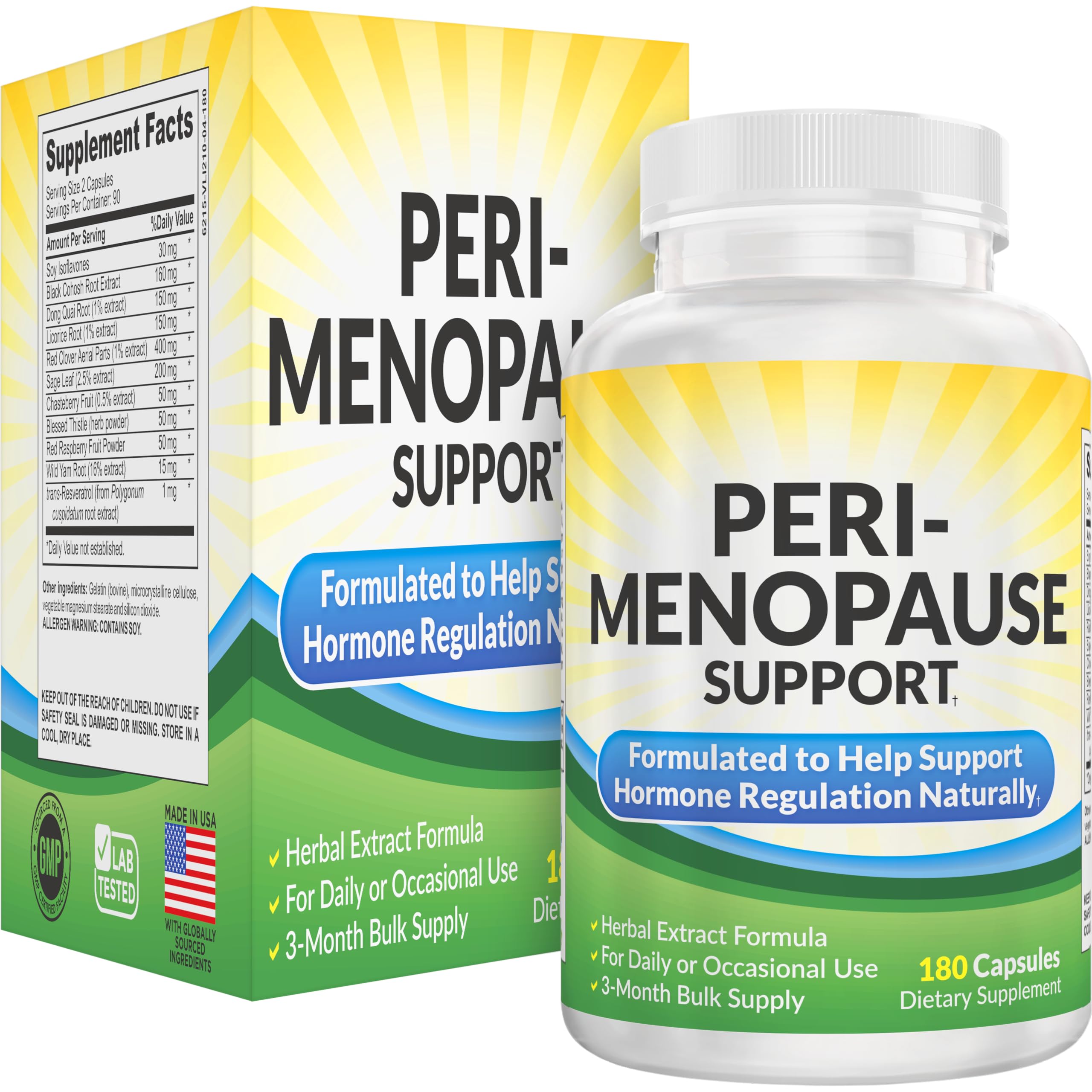 Perimenopause Support (3-Month) Supplement Blend | Women's Health & Hormone Support with 11 Herbs & Extracts | Female Hormonal Balance Supplements | 90-Day Bulk Supply | 180 Capsules Elevate Recovery Supplements buy supplements canada