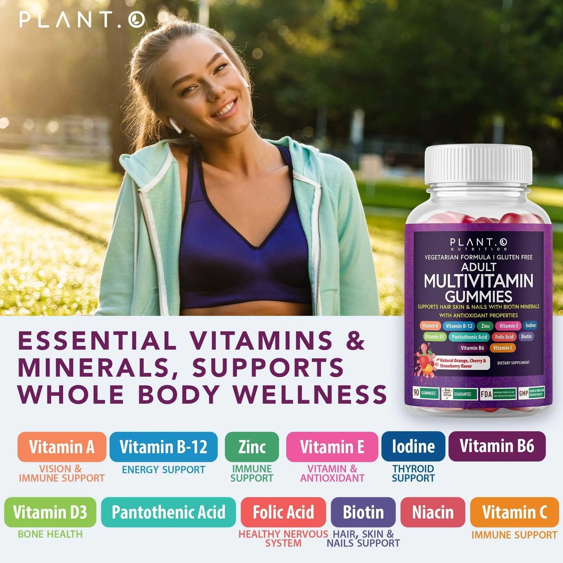 Complete Multivitamin Gummies for Adults – All-in-One Blend of Vitamin A B C D E Zinc and Biotin - Adult Vitamin Gummy for Energy and Immunity PLANT.O NUTRITION buy supplements canada