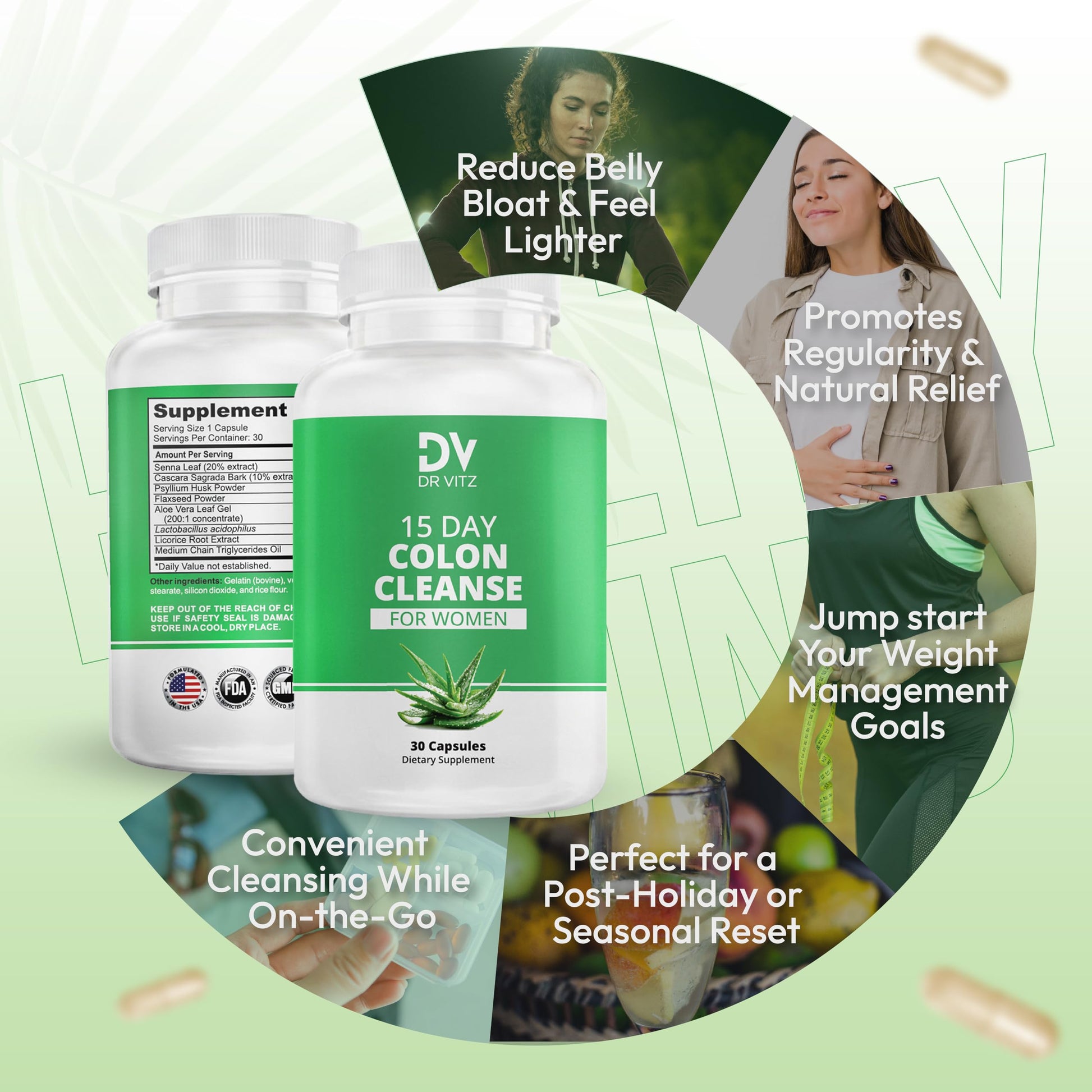 Dr Vitz 15 Day Colon Cleanse for Women – Natural Detox Pills with Herbs, Fiber & Probiotics – Bloating & Constipation Relief, Weight Loss & Gut Health Reset – 30 Capsules Dr Vitz buy supplements canada