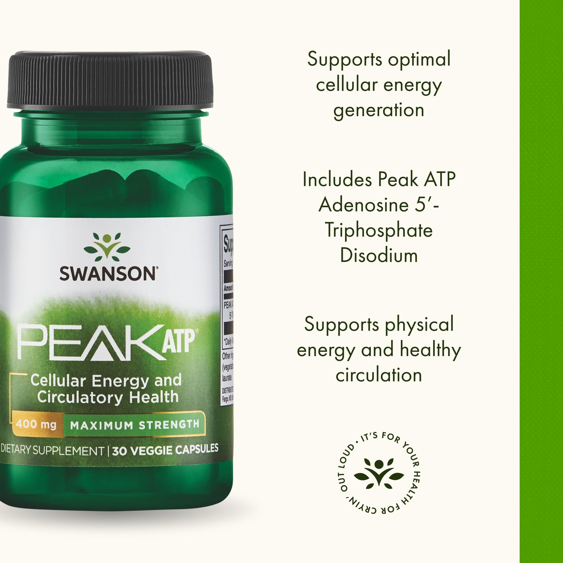 Swanson Maximum Strength Peak ATP-Natural Supplement Promoting Cellular Energy Support-Supports Physical Performance and Promotes Healthy Blood Flow Support-(30 Veggie Capsules, 400mg Each) 1 Pack Swanson buy supplements canada