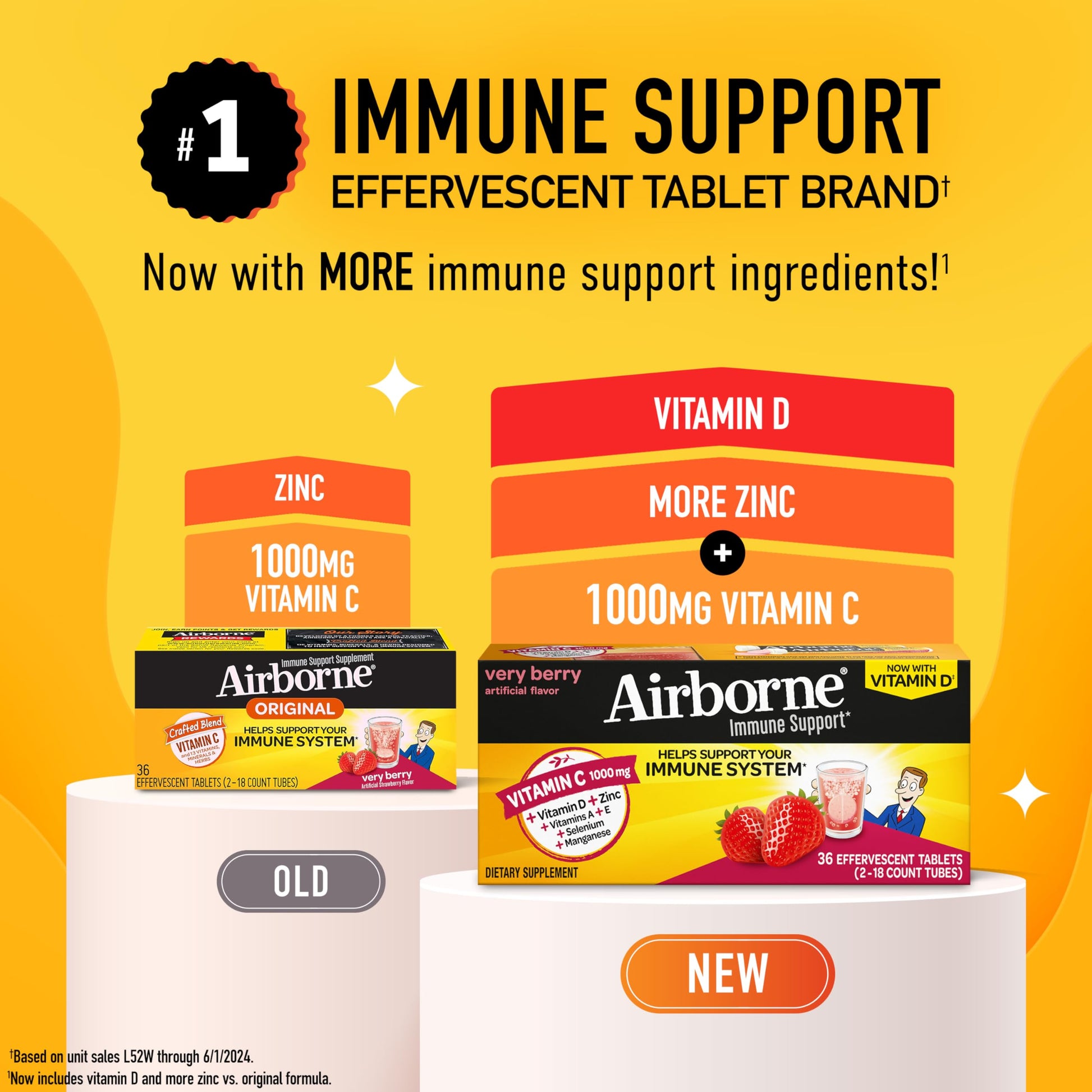 Vitamin C 1000mg (per serving) - Airborne Very Berry Effervescent Tablets (36 count in a box), Gluten-Free Immune Support Supplement, With Vitamins A C E, ZINC, Selenium, Echinacea & Ginger Airborne buy supplements canada