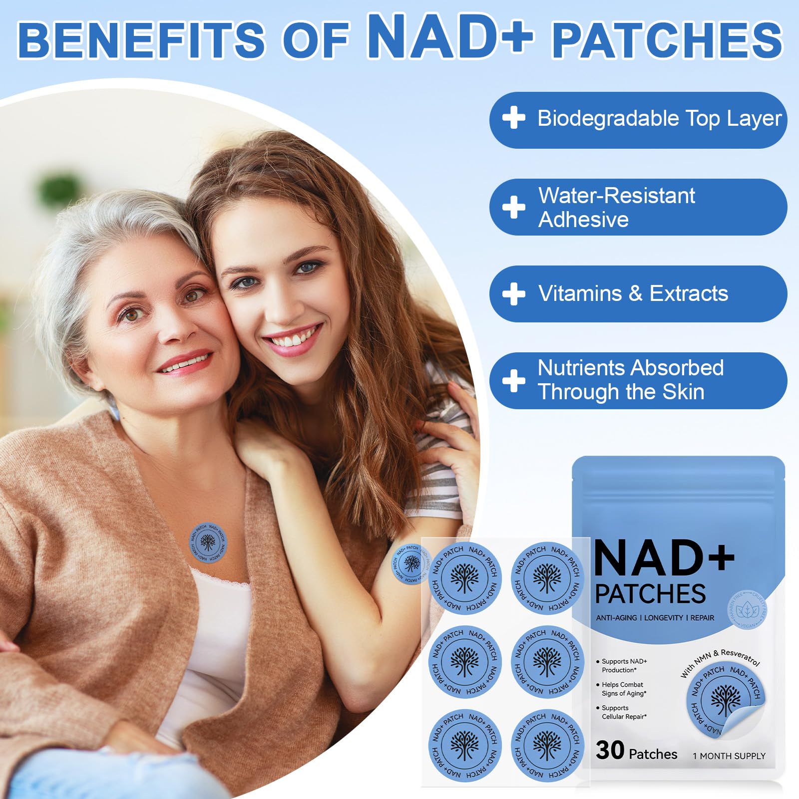 NAD Patches for Women & Men,One-Stop Solution for Skin and Wellness Support | NMNH, Resveratrol, Hyaluronic Acid, Vitamin C, & Coq10 l Premium 8-Hour Time-Release Patch for Enhanced Absorption MAYPJHEH buy supplements canada