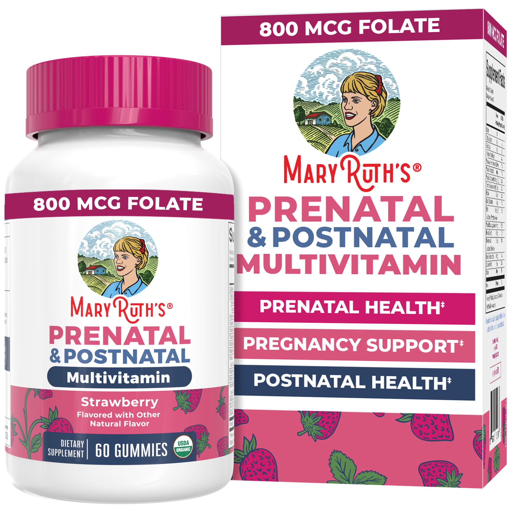 MaryRuth Organics Prenatal Vitamins for Women | USDA Organic Prenatal Gummies | Postnatal Vitamins for Women Breastfeeding | Methylfolate 800 mcg DFE | Iodine | Vegan | Non GMO | 30 Servings MARYRUTH'S buy supplements canada