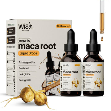 Wish Fusion Maca Root Liquid Drops 2 Pack Organic Maca Root Drops for Energy Support Hormone Balance, Mood Maca Root, Ashwagandha & Tongkat Ali Blend, Liquid Maca Root Extract Fenugreek & Beetroot Wish Fusion buy supplements canada