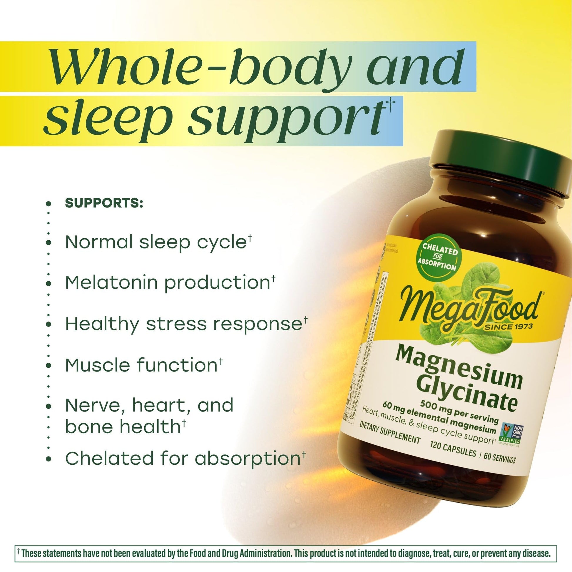 MegaFood Magnesium Glycinate 500mg - Chelated Magnesium Supplement - 60mg Elemental Magnesium - Gentle on the Stomach - Supports Normal Sleep Cycle & Healthy Stress Response - 120 Capsules 60 Servings MegaFood buy supplements canada