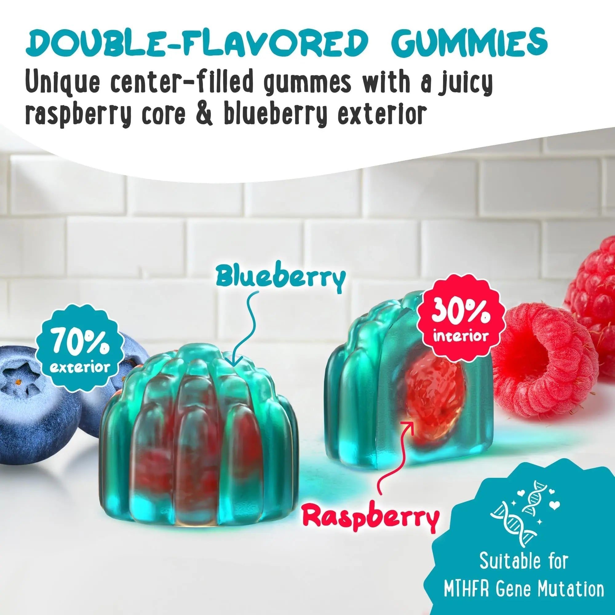 Center-Filled 5-MTHF Folate L-MethylFolate Sugar-Free Gummies - MTHFR Supplement Support with Methylated B1, B6 and Methyl B12 Multivitamins OH MY CHEWY buy supplements canada