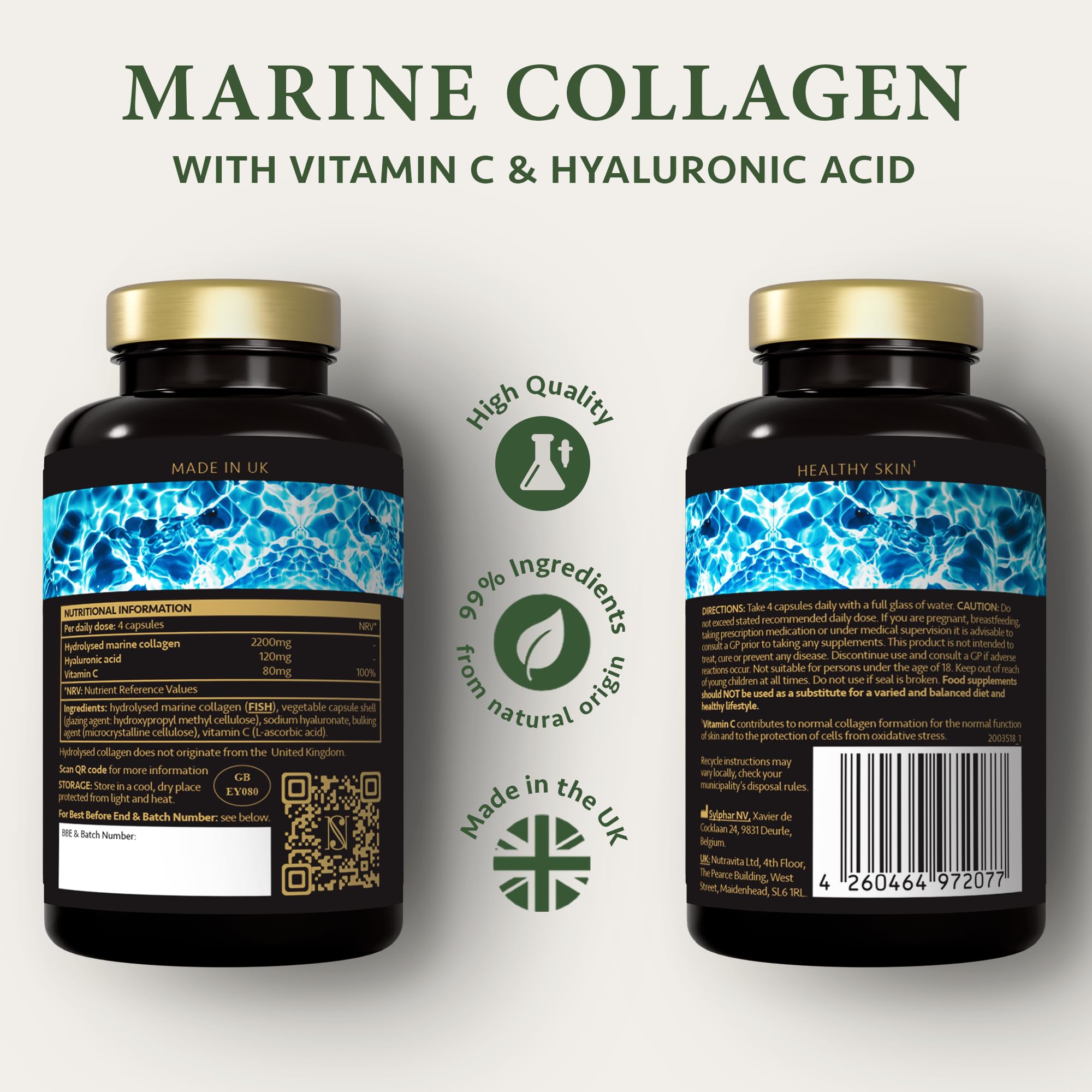 Marine Collagen Capsules with Hyaluronic Acid + Vitamin C 2400mg - High Strength Collagen SatinNaturel buy supplements canada