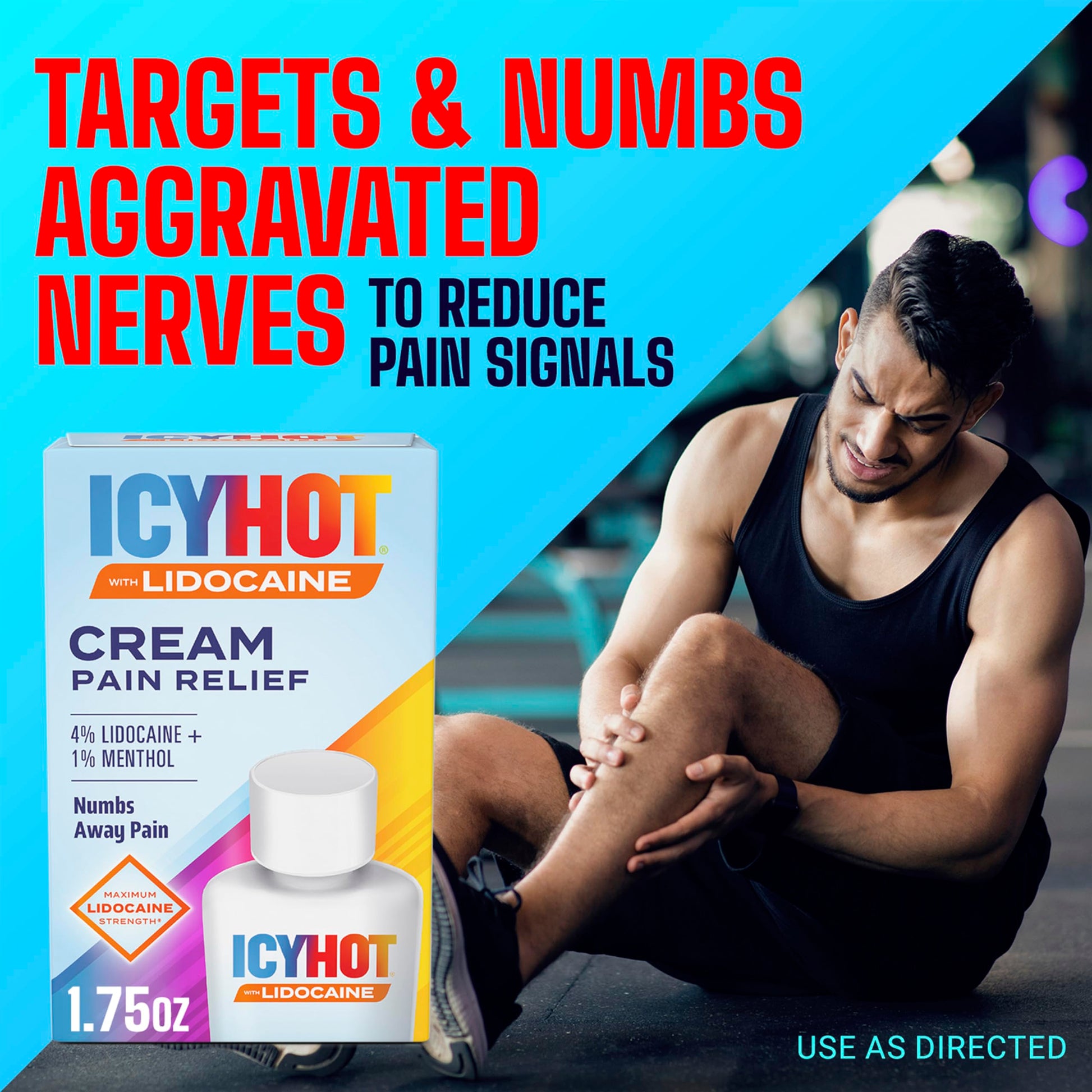Icy Hot Lidocaine Pain Relief Cream, Numb Aggravated Nerves with Max Strength Lidocaine 4% and Menthol 1%, Fast-Acting Pain Relief for Minor Pain, Backaches, Sprains and Strains, 1.75 oz Icy Hot buy supplements canada