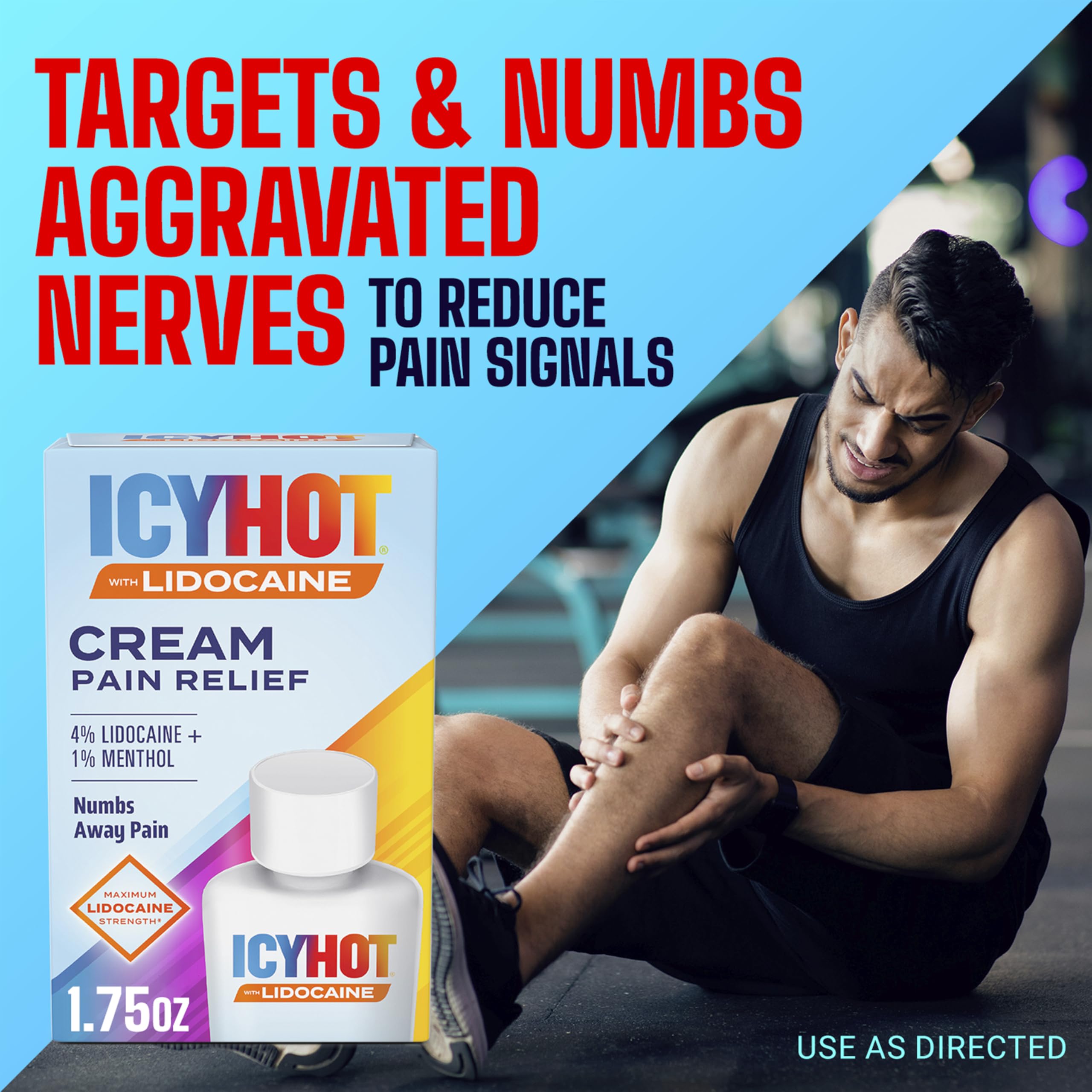 Icy Hot Lidocaine Pain Relief Cream, Numb Aggravated Nerves with Max Strength Lidocaine 4% and Menthol 1%, Fast-Acting Pain Relief for Minor Pain, Backaches, Sprains and Strains, 1.75 oz Icy Hot buy supplements canada