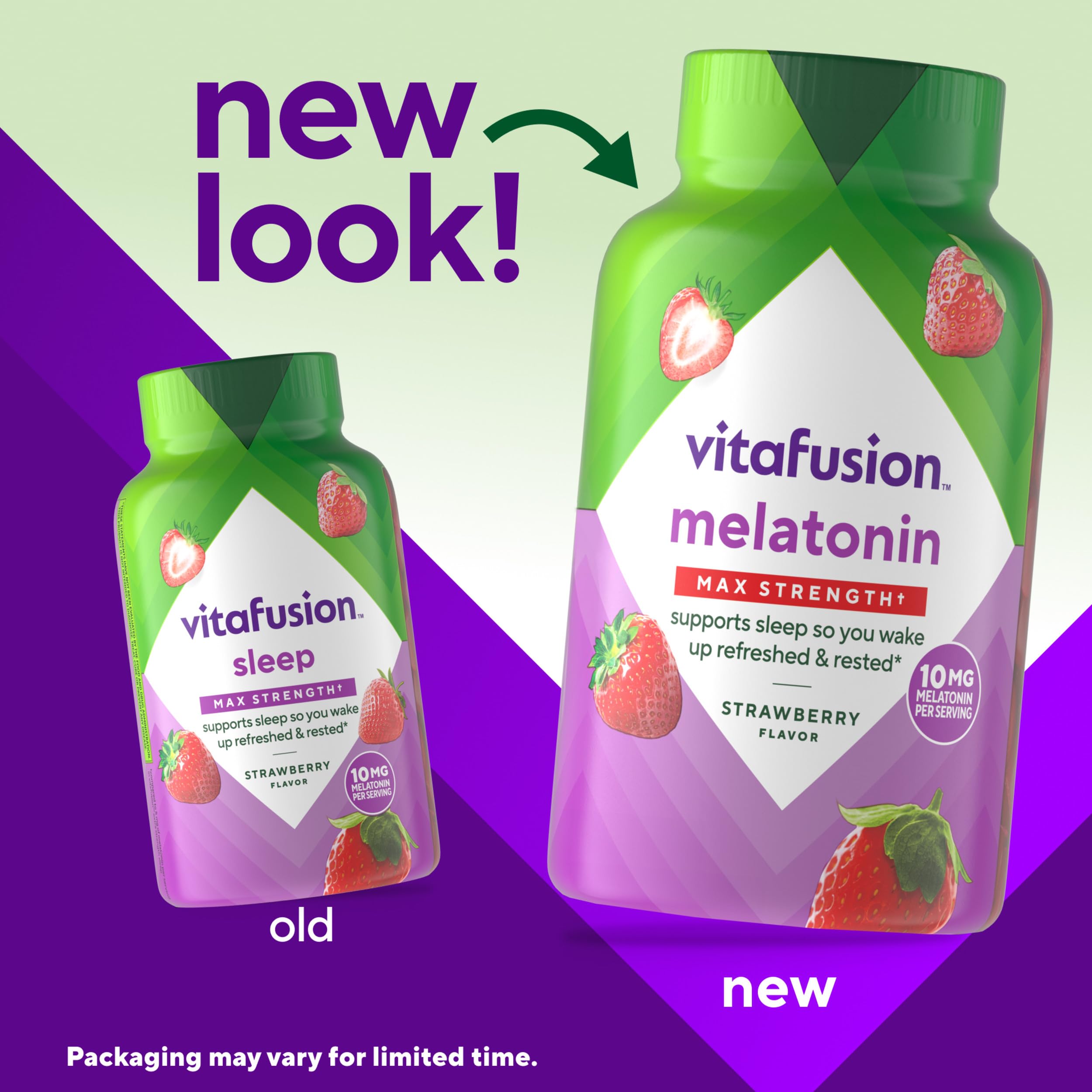 vitafusion Max Strength 10 mg Melatonin Gummies, Strawberry Flavored, Adult Melatonin Gummy Vitamin Supplement, 100 Count, 50 Day Supply Vitafusion buy supplements canada