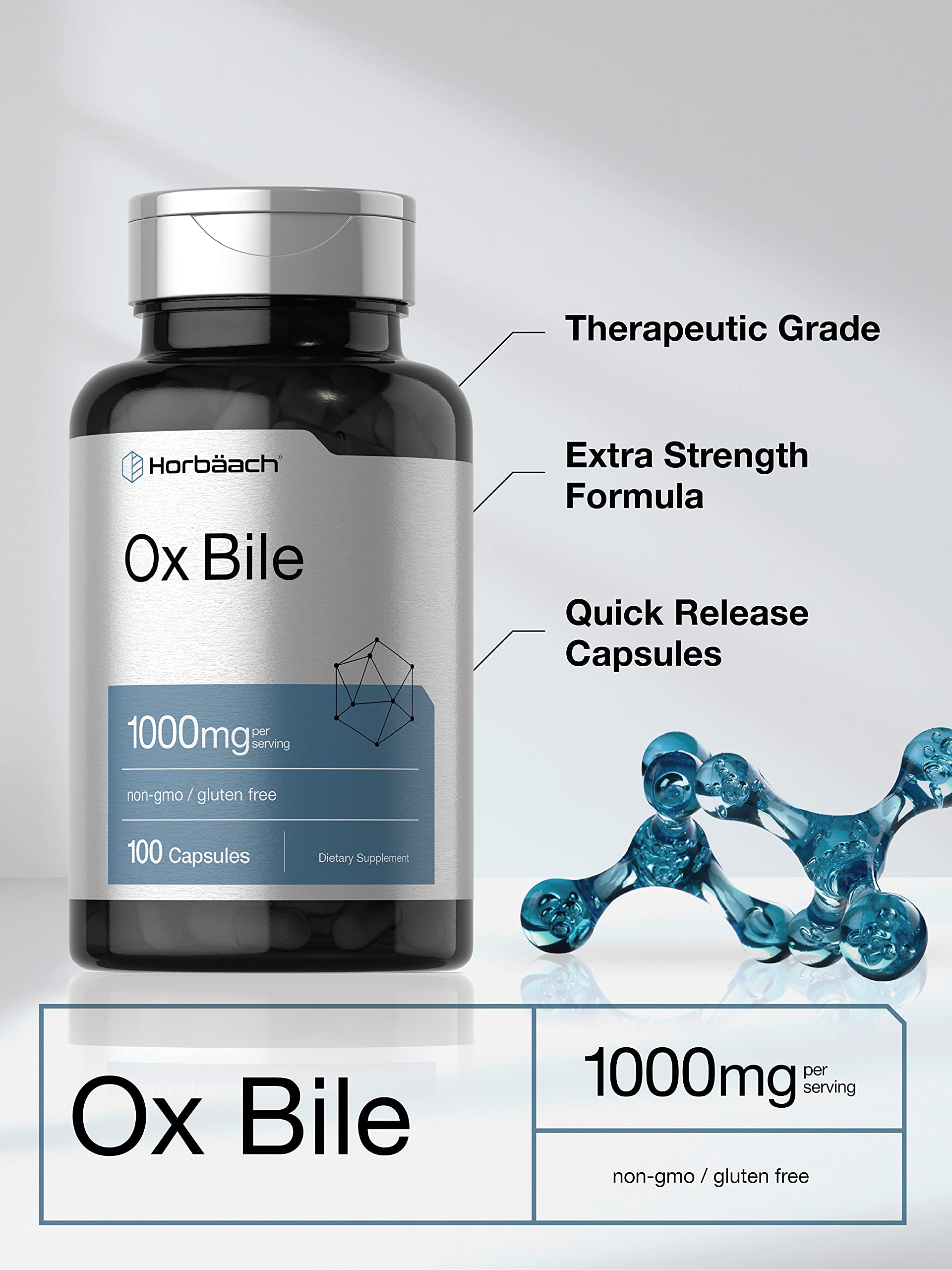 Ox Bile 1000 mg 100 Capsules | Digestive Enzymes Supplement | Non-GMO & Gluten Free Horbäach buy supplements canada