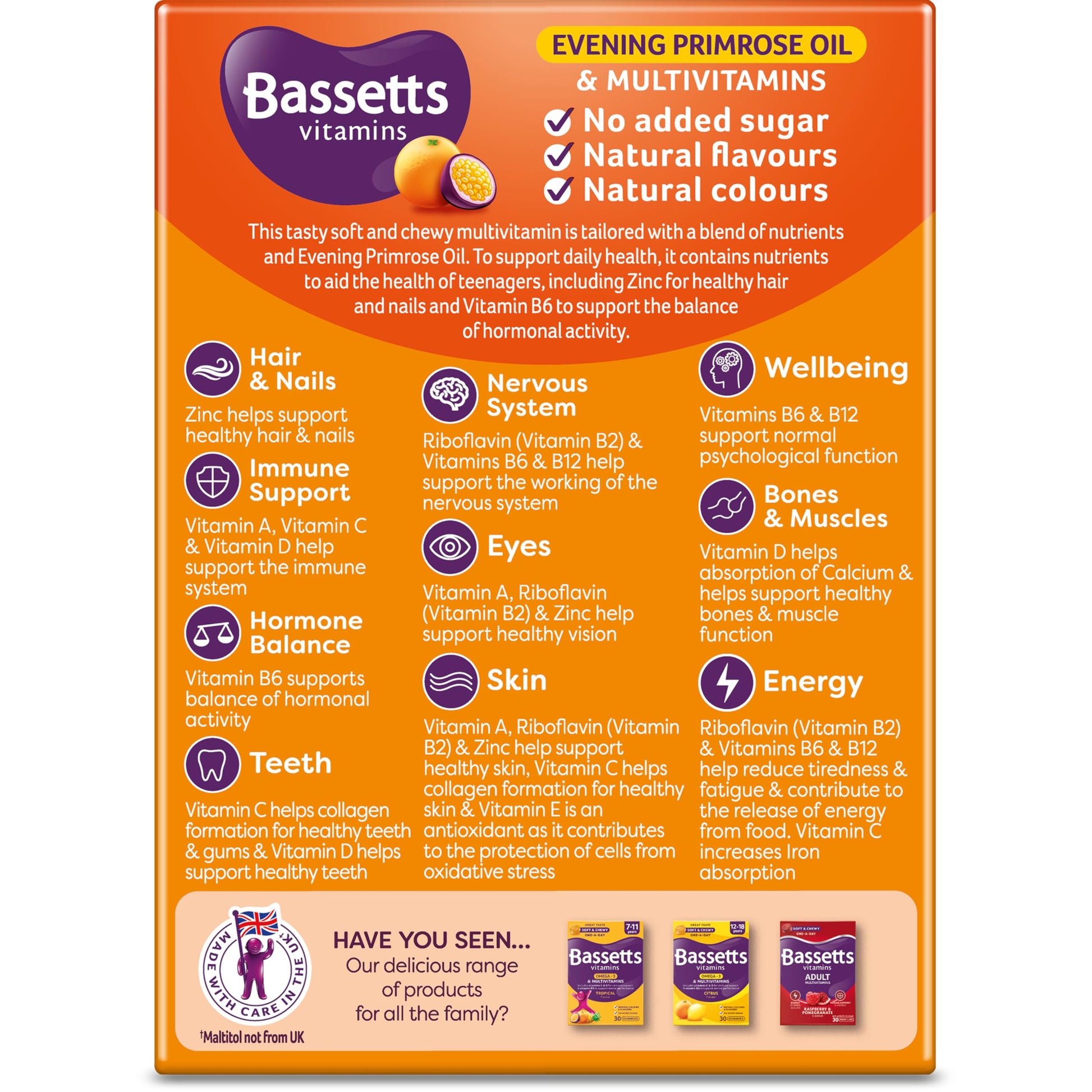 Bassetts Vitamins 12-18 EPO Orange & Passion Fruit 30's, 94.2 g, Orange and passionfruit Bassetts Vitamins buy supplements canada