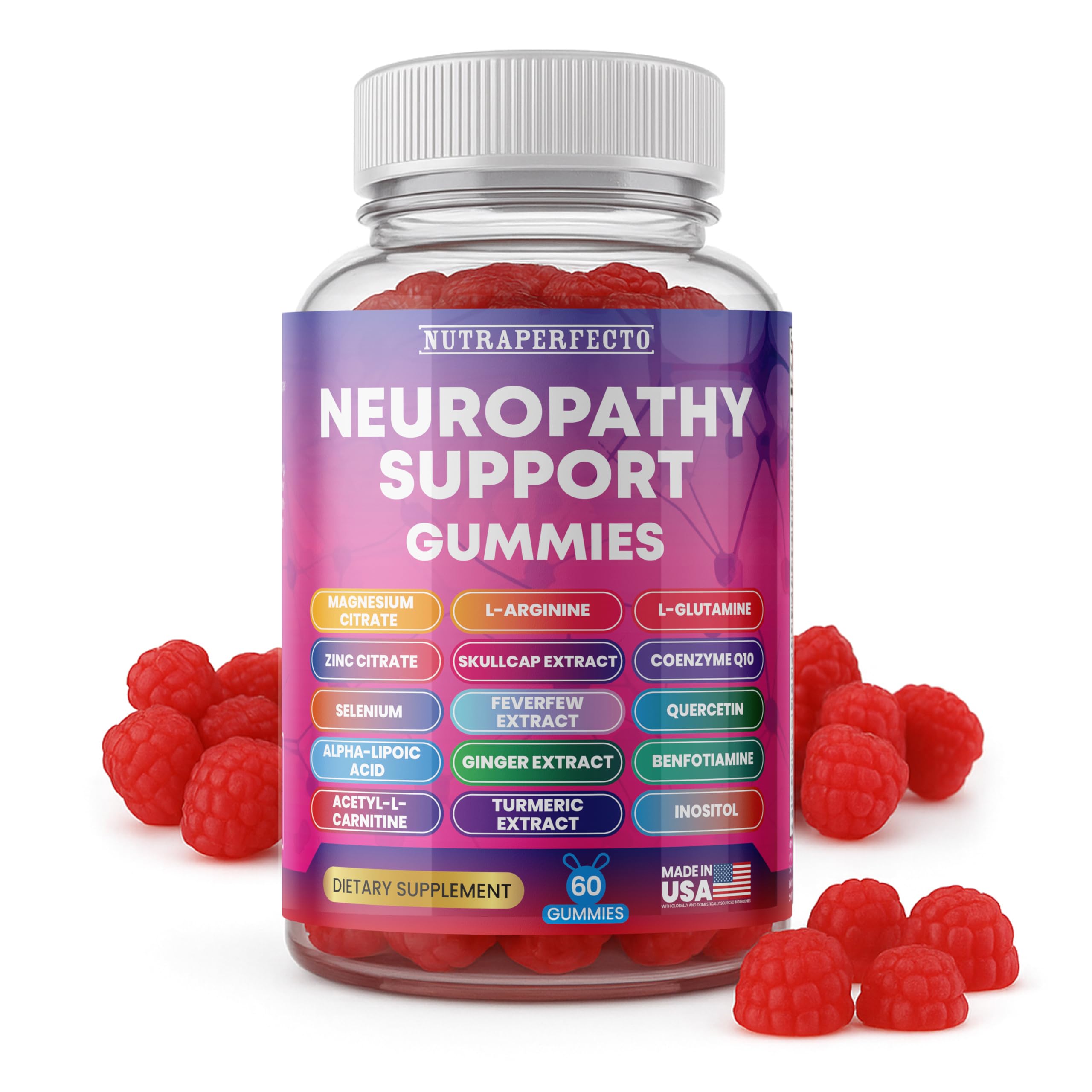 Sugar Free Neuropathy Support Gummies for Nerve – Enhanced Nerve Health, Regeneration, Cognitive Support with Vitamin B1, B6, B12, Magnesium, ALA, Turmeric, CoQ10 & More NutraPerfecto buy supplements canada
