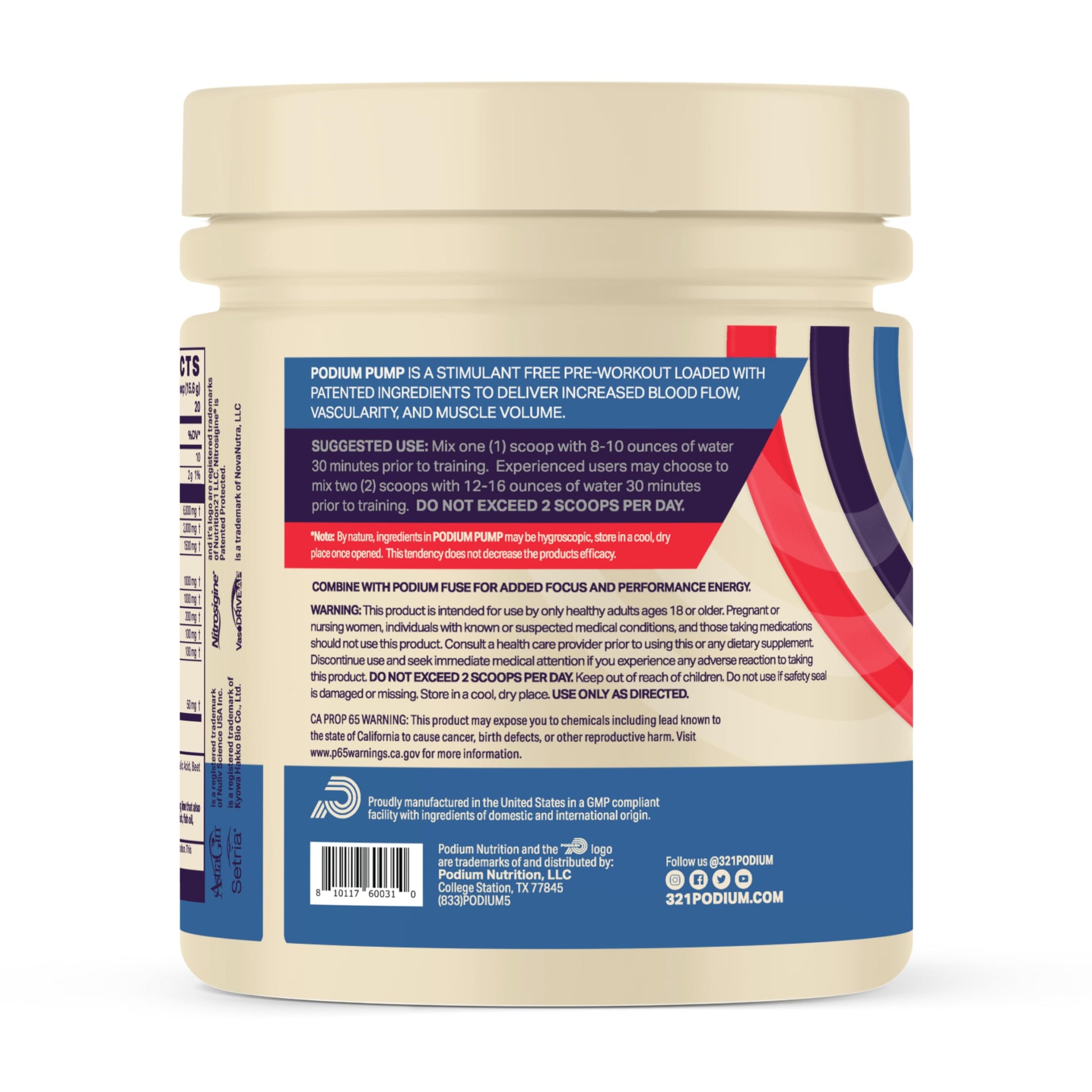 Podium Nutriton, Pump, Stimulant Free Pre-Workout, 40 Servings (Watermelon Mint) Podium Nutrition buy supplements canada