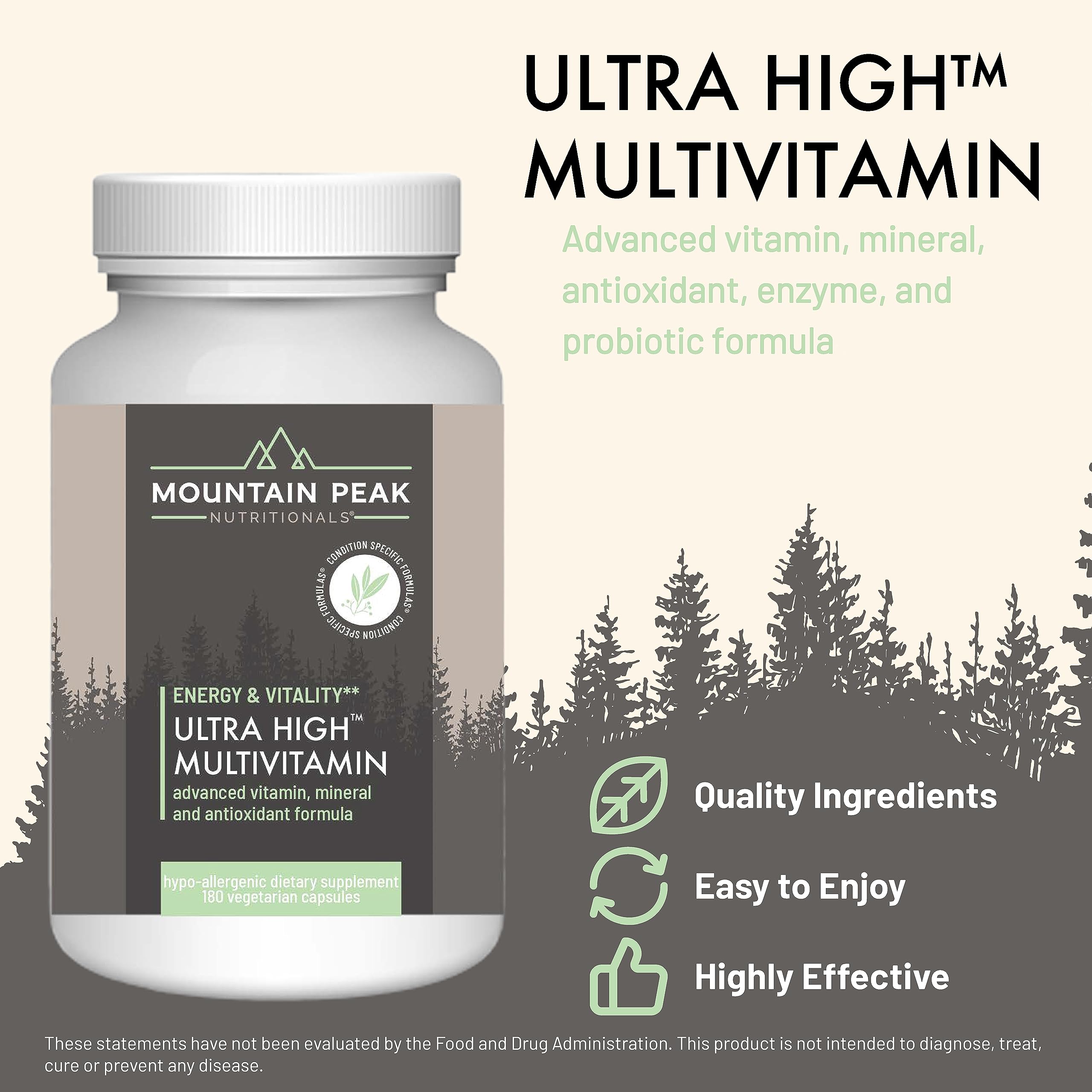 Mountain Peak Nutritionals Ultra High Multivitamin for Men & Women - with Vitamins A, B12, B6, C, D, E, Magnesium, Zinc, Folic Acid, Digestive Enzymes & Probiotics (180 Vegetarian Capsules) Mountain Peak Nutritionals buy supplements canada