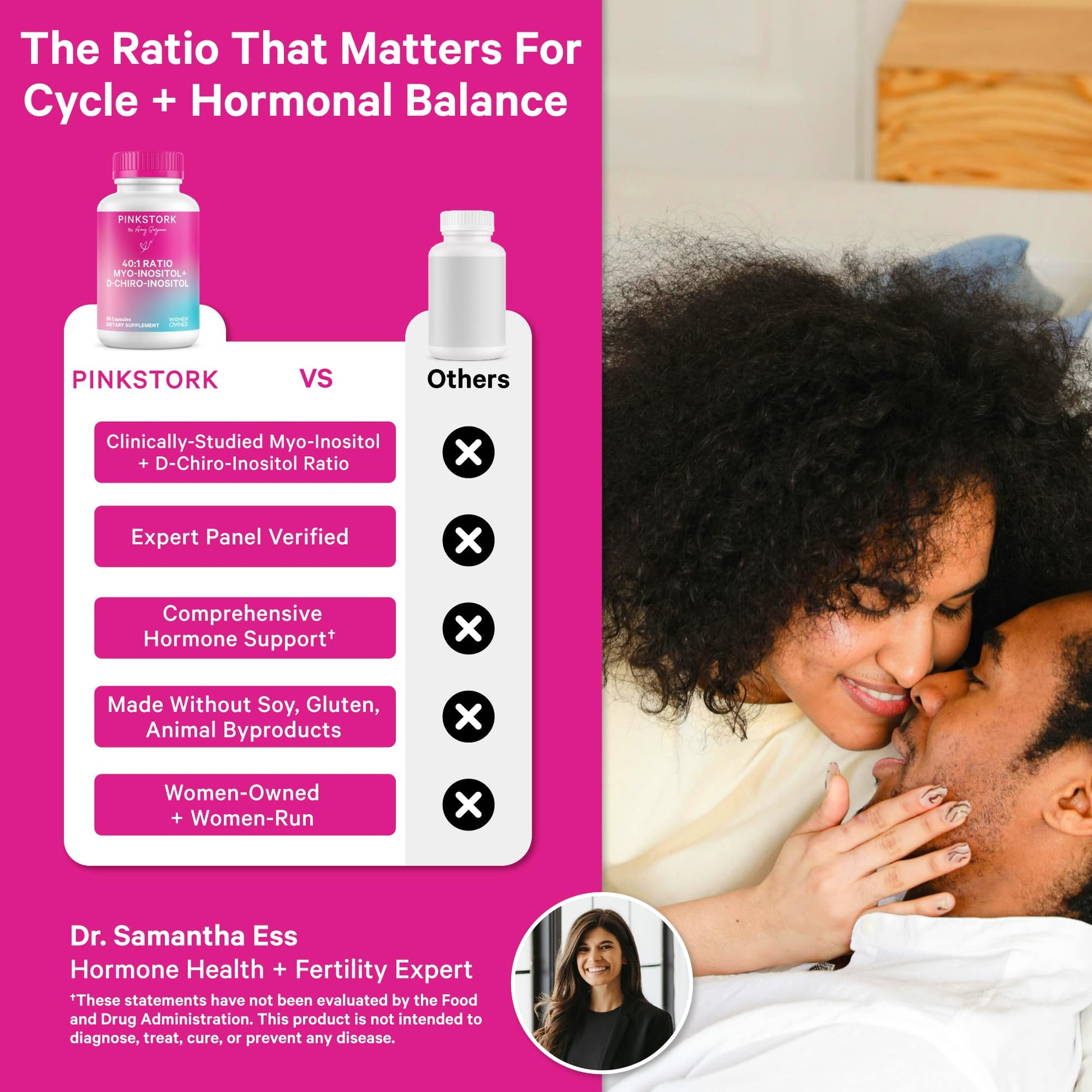 Pink Stork Myo-Inositol & D-Chiro Inositol Supplement - Hormonal Balance for Women - Ovarian Support - 40:1 Ratio - Fertility Supplements for Women - 180 Capsules, 2 Month Supply Pink Stork buy supplements canada