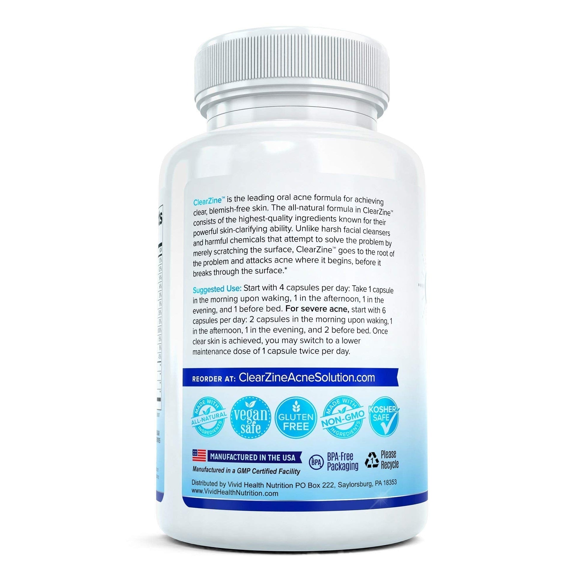 ClearZine Acne Pills for Teens & Adults | Clear Skin Supplement, Vitamins for Hormonal & Cystic Acne | Stop Breakouts, Oily Skin and Zits, 90 Caps ClearZine buy supplements canada