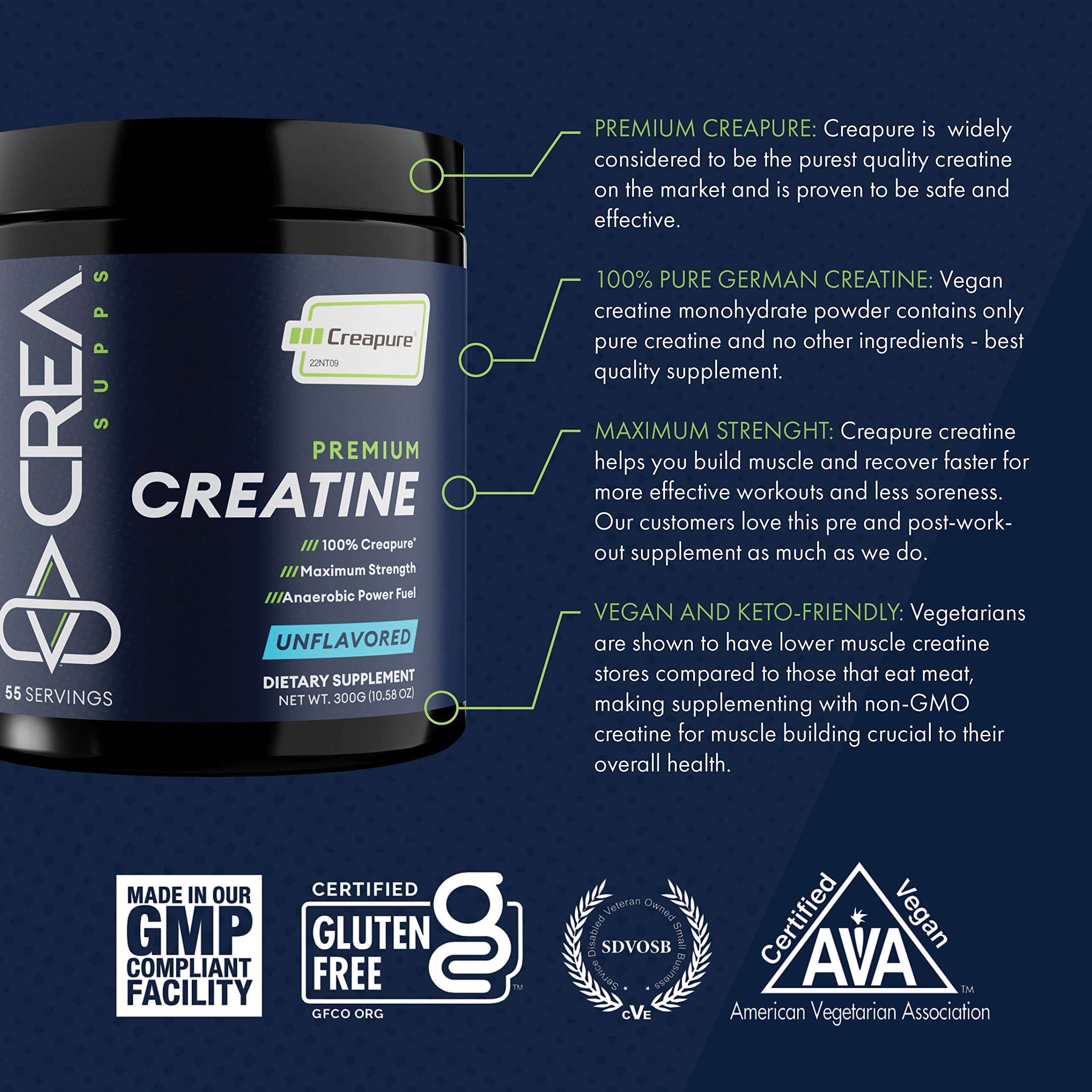 CREA SUPPS Premium Creapure Creatine Monohydrate Powder | Pure, Vegan, Keto CREA SUPPS buy supplements canada