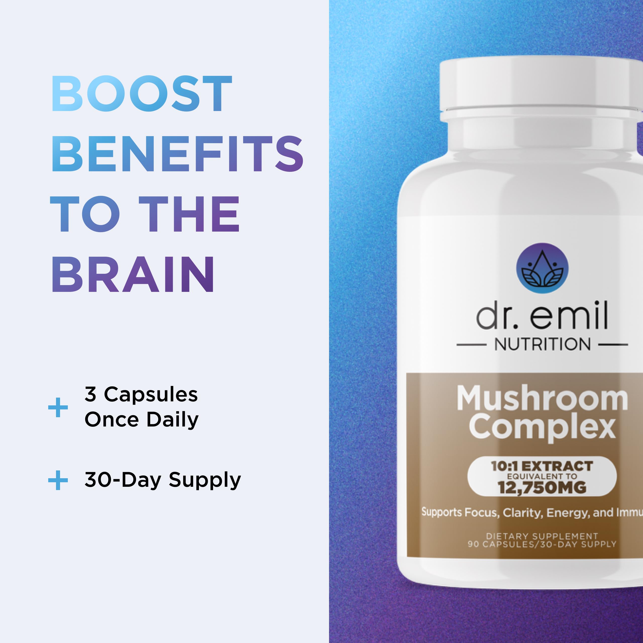 DR. EMIL NUTRITION 10 Mushroom Supplement for Mental Clarity, Focus & Immune Support - Functional Mushroom Nootropic Supplement with Lions Mane Extract, Cordyceps, Turkey Tail & More DR. EMIL NUTRITION buy supplements canada