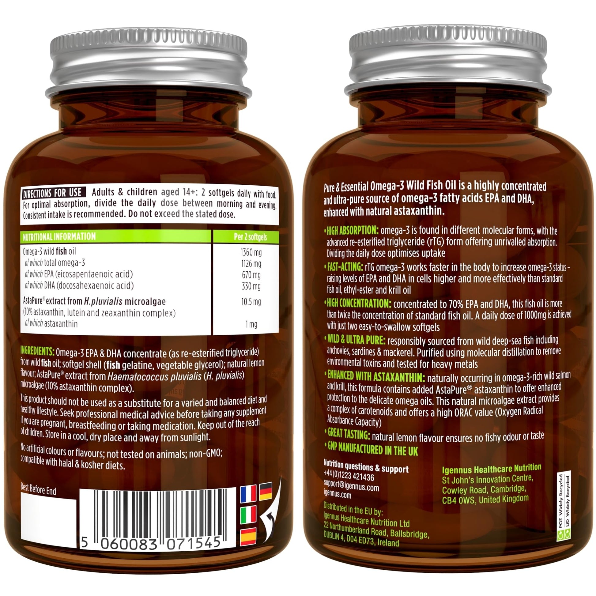 Omega-3 Wild Fish Oil & Astaxanthin, The Most Advanced High Absorption rTG Omega-3 Igennus Healthcare Nutrition buy supplements canada