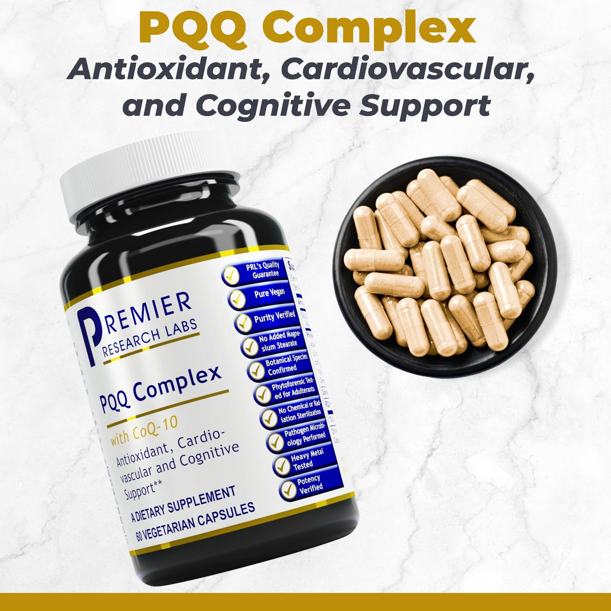 Premier Research Labs Premier PQQ Complex with CoQ10 - Coenzyme Q10, Co Q 10 Supplement with Pyrroloquinoline Quinone (PQQ) for Antioxidant, Brain & Heart Support - 60 Vegetarian Capsules Premier Research Labs buy supplements canada