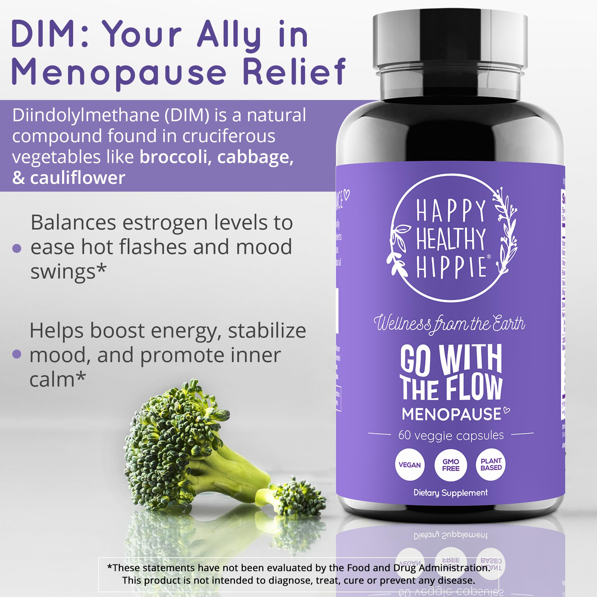 Menopause Supplements for Women – DIM Supplement + Probiotics | Estrogen Metabolism & Hormone Balance Support | Perimenopause Relief | Hot Flashes, Mood Swings & Night Sweats | Dong Quai | 60 Ct Happy Healthy Hippie buy supplements canada