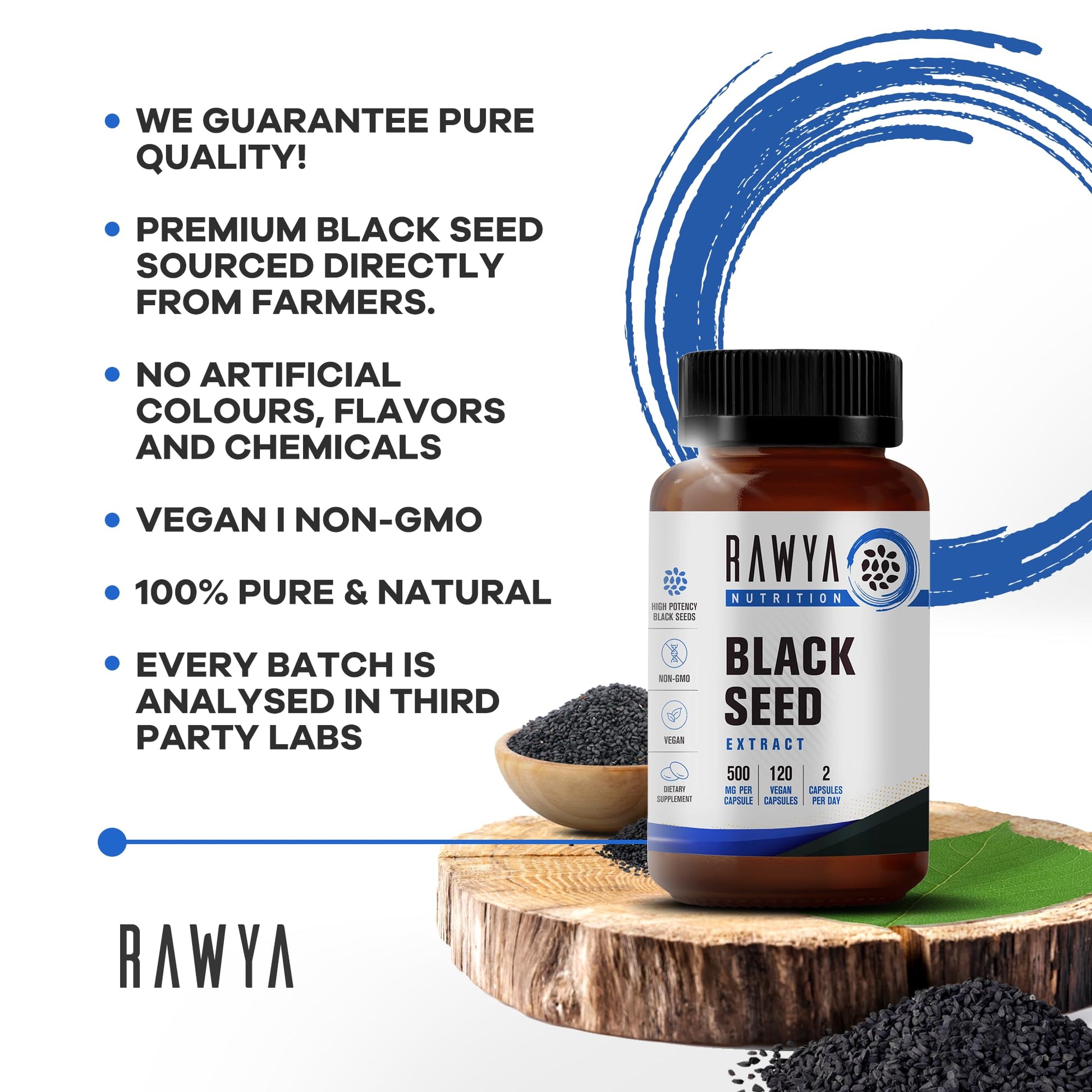 RAWYA Nutrition, Black Seed Extract, 120 Vegan Capsules, Nigella Sativa, Black Cumin RAWYA buy supplements canada