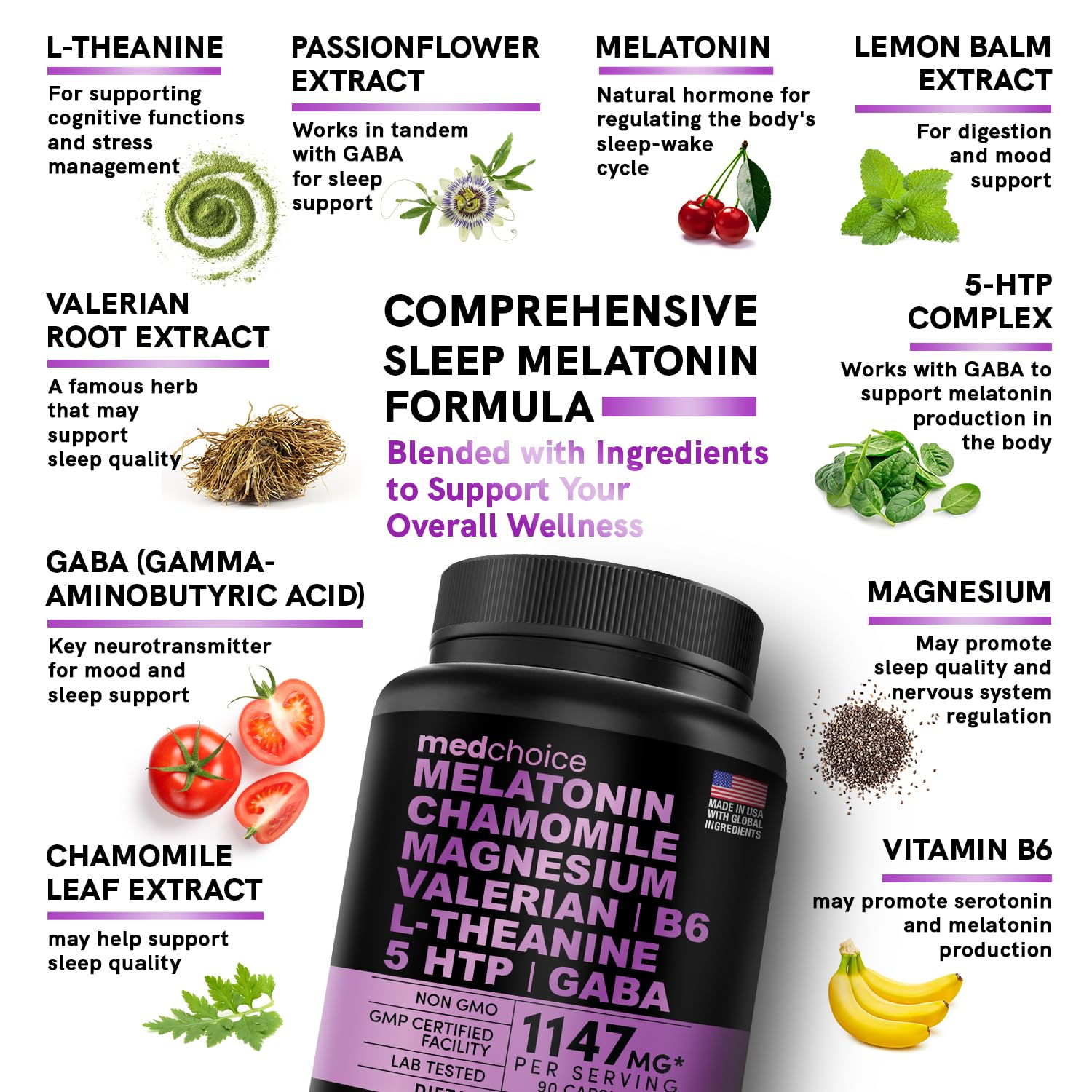 10-in-1 Melatonin Capsules - Melatonin 5mg Natural Sleep Aid for Adults MEDCHOICE buy supplements canada