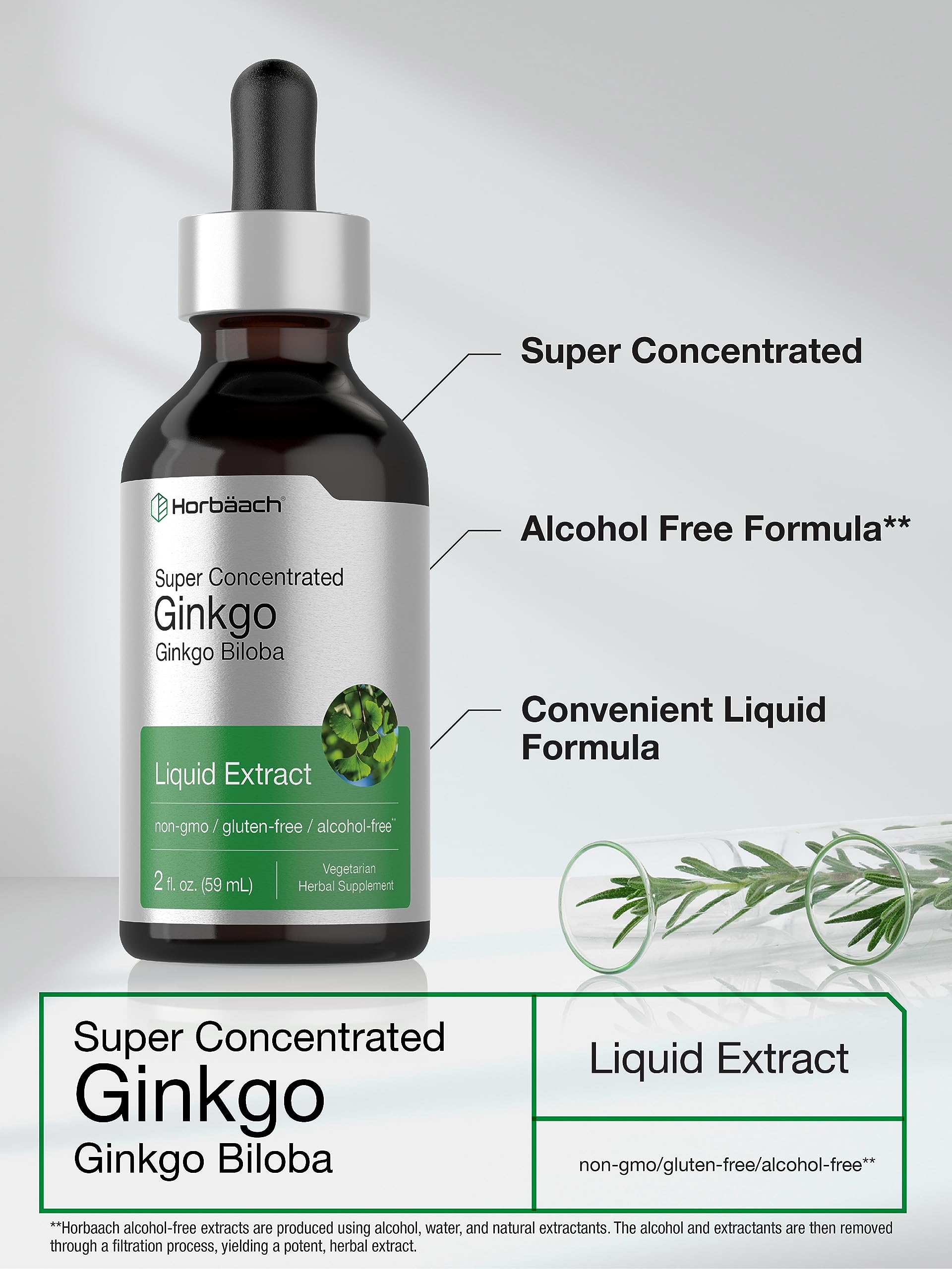 Ginkgo Biloba Extract Liquid 2 fl oz | Alcohol-Free Herb Supplement | Vegetarian Horbäach buy supplements canada