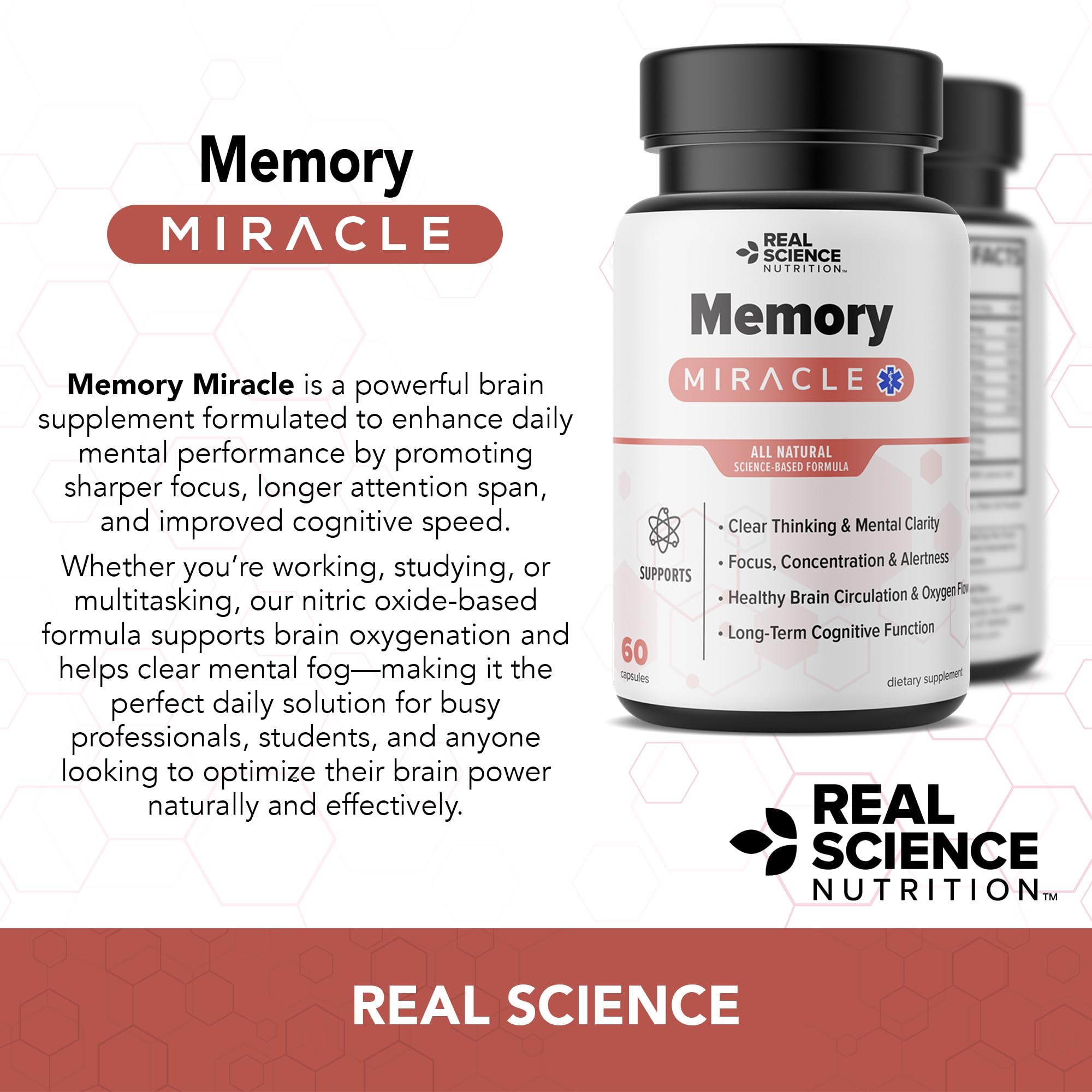 Real Science Nutrition Offers Memory Miracle – Brain and Memory Support Supplement for Focus, Mental Clarity & Brain Health – Nootropic Brain Booster with Nitric Oxide – 60 Capsules Real Science Nutrition buy supplements canada