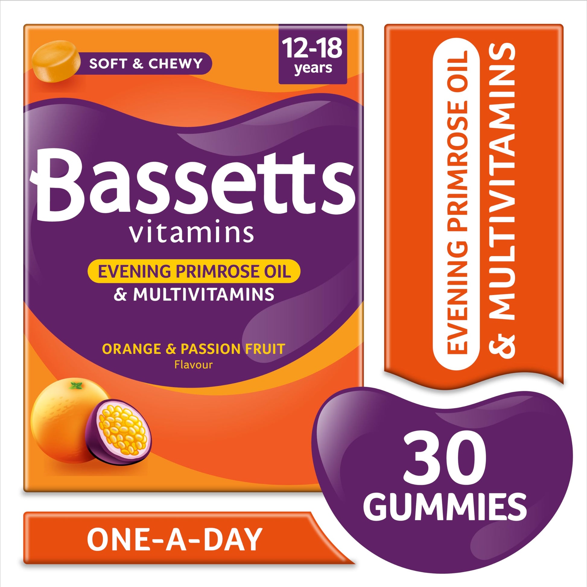 Bassetts Vitamins 12-18 EPO Orange & Passion Fruit 30's, 94.2 g, Orange and passionfruit Bassetts Vitamins buy supplements canada