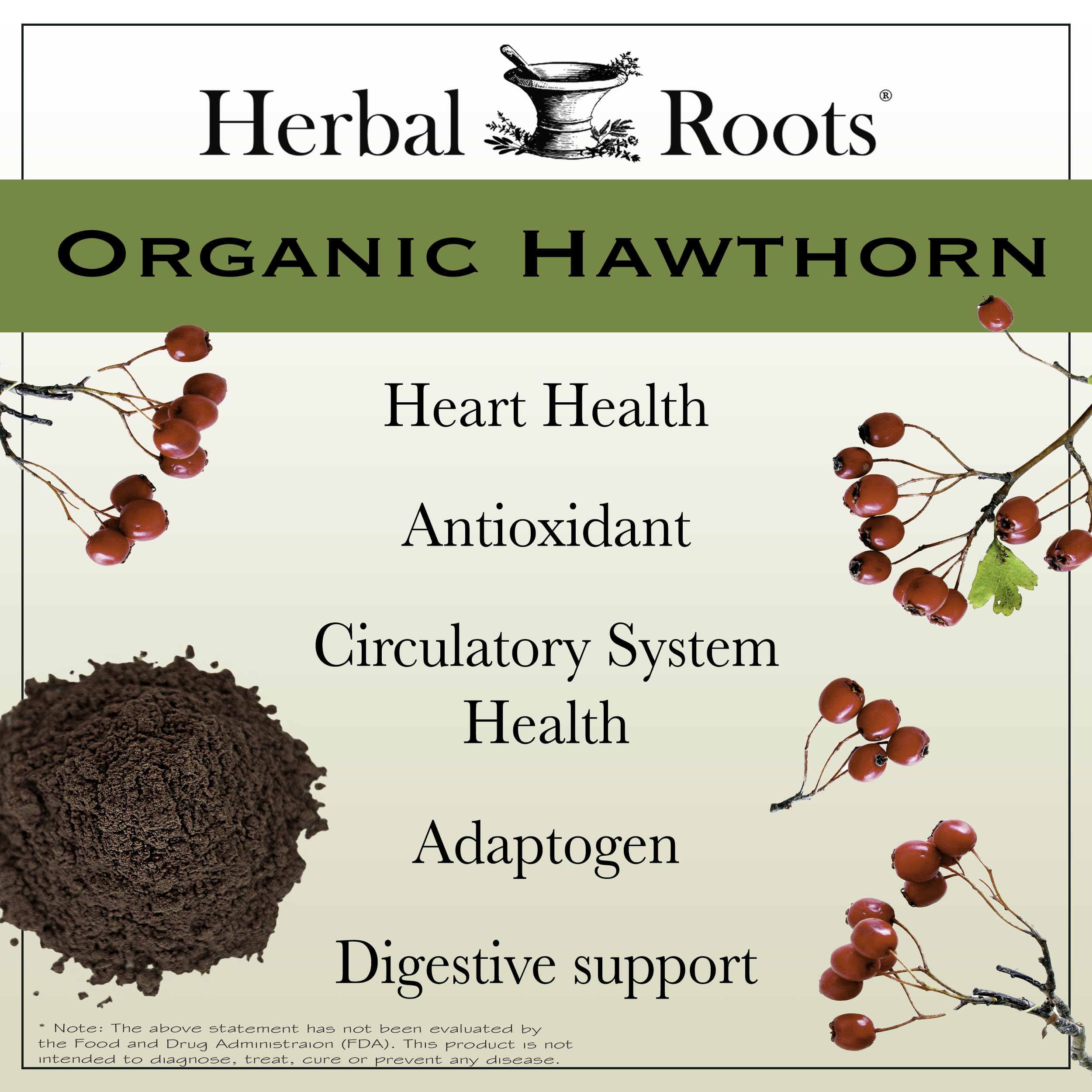 Herbal Roots Organic Hawthorn Berry Capsules | Extra Strength 1,200mg per Serving | 60 Vegan Capsules Herbal Roots buy supplements canada