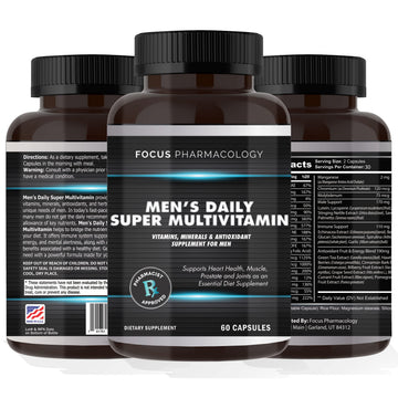 Focus Pharmacology Men's Daily Super Multi-Vitamin for Men - 60 Ct Blend of Vitamins, Minerals, Plus Herbs for Prostate Health and General Energy/Focus Focus Pharmacology buy supplements canada