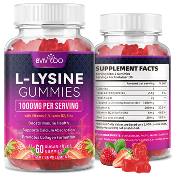BVIVLOO L-Lysine 1000mg Gummies for Immune Support & Skin Health - High Potency Vegan Gummies, Sugar-Free, Natural Berry Flavor, Gluten-Free Chewable Supplement BVIVLOO buy supplements canada
