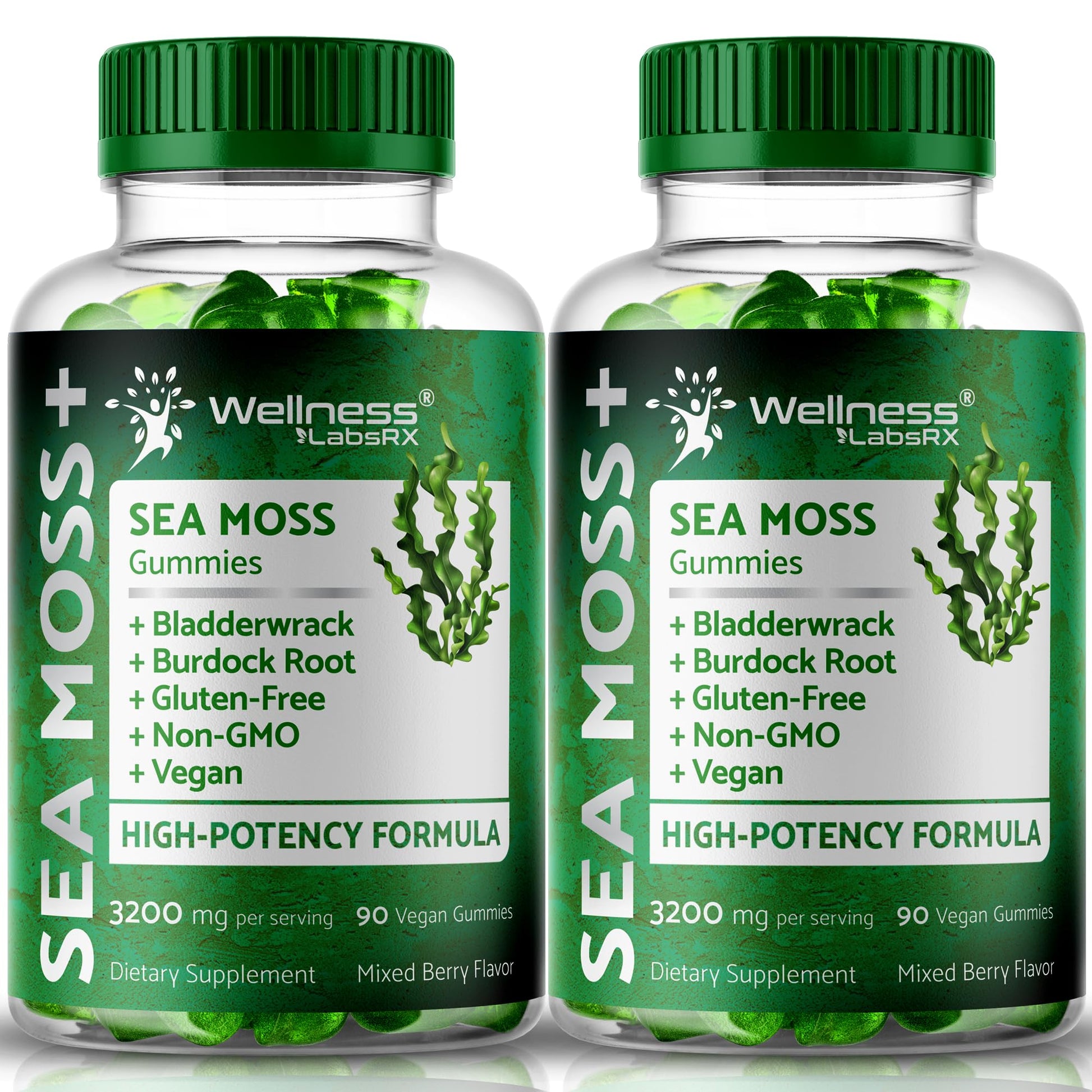 WELLNESS LABSRX Sea Moss Gummies, 3200mg Irish Sea Moss Mixed Berry Flavor with Maximum Potency Bladderwrack and Burdock Root - Supports Skin, Energy and Immunity - 180 Count WELLNESS LABSRX buy supplements canada