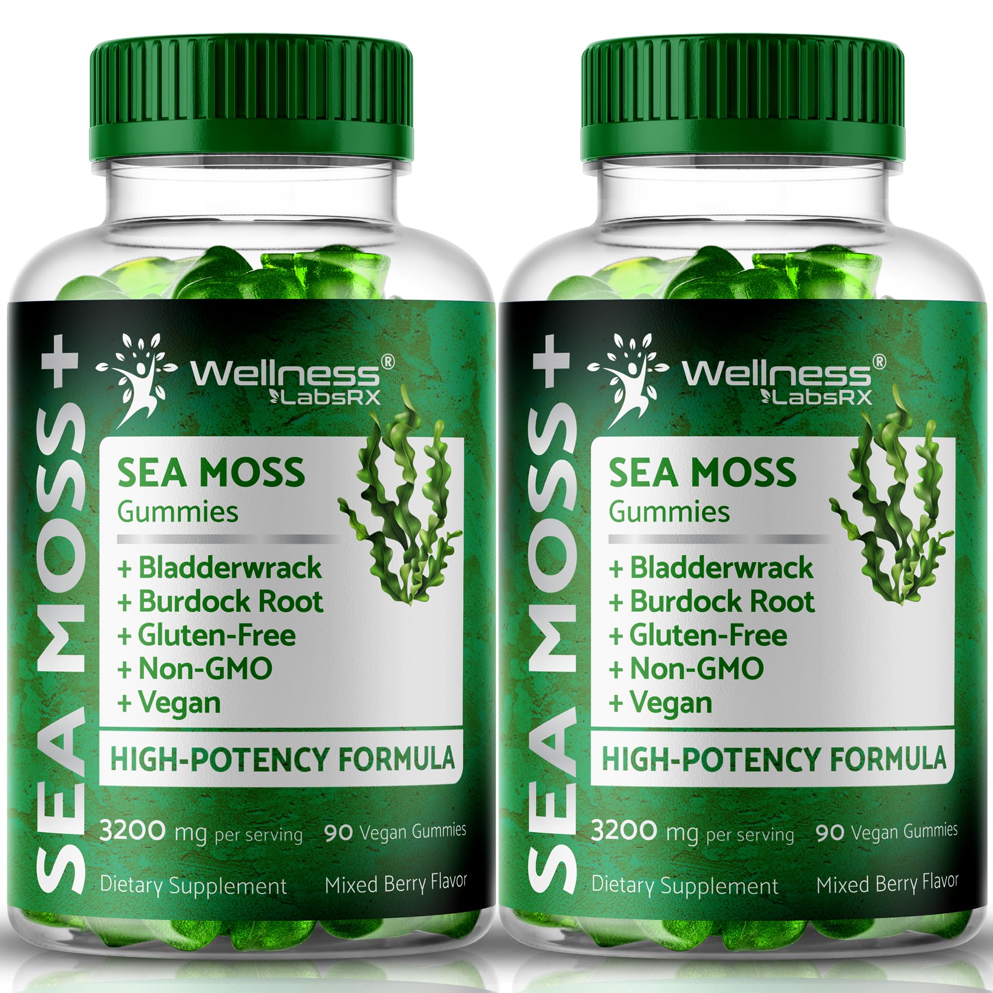 WELLNESS LABSRX Sea Moss Gummies, 3200mg Irish Sea Moss Mixed Berry Flavor with Maximum Potency Bladderwrack and Burdock Root - Supports Skin, Energy and Immunity - 180 Count WELLNESS LABSRX buy supplements canada