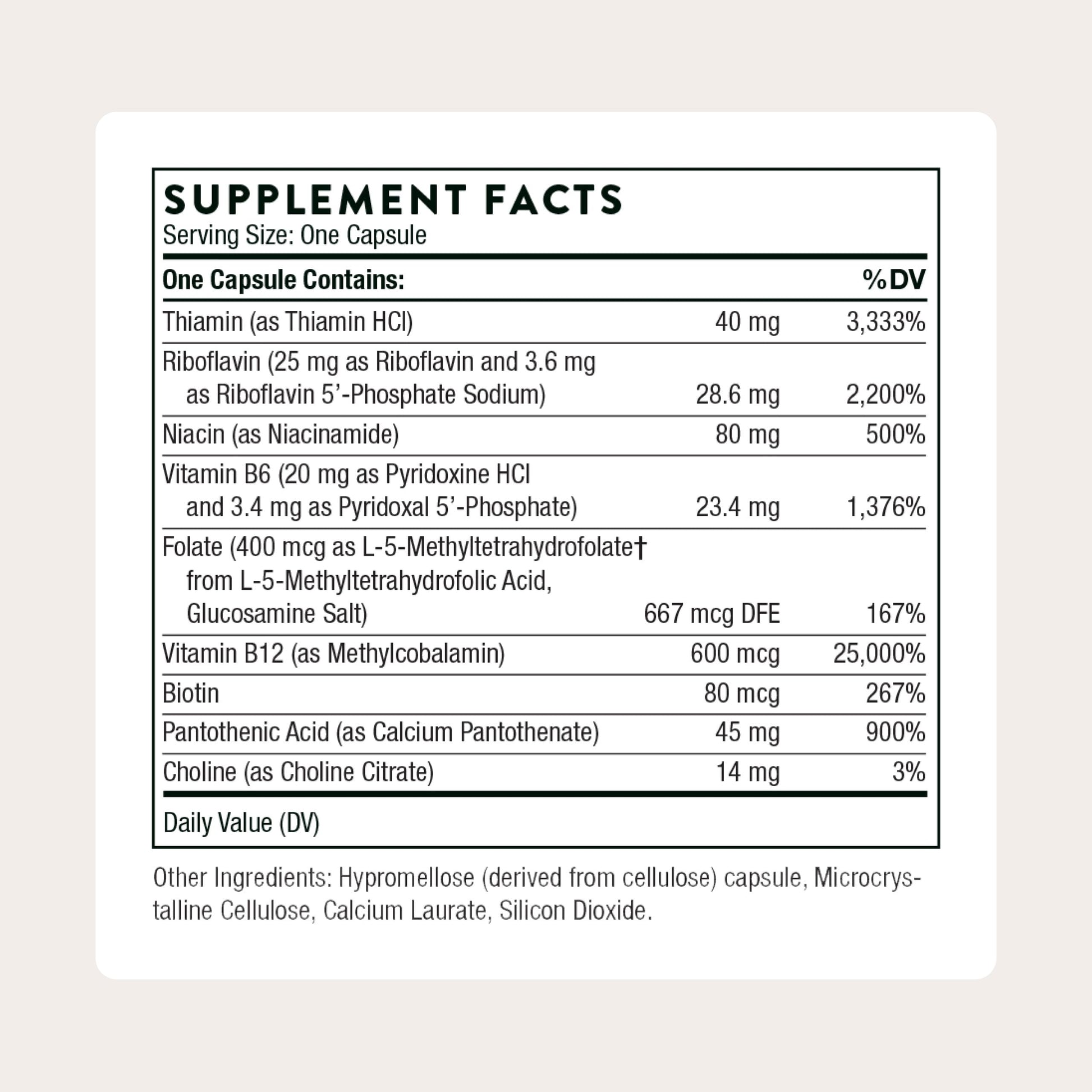THORNE - B-Complex #12 - Vitamin B Complex with Choline Supplement - Supports Cellular Energy Production & a Healthy Nervous System* - Third-Party Certified THORNE buy supplements canada