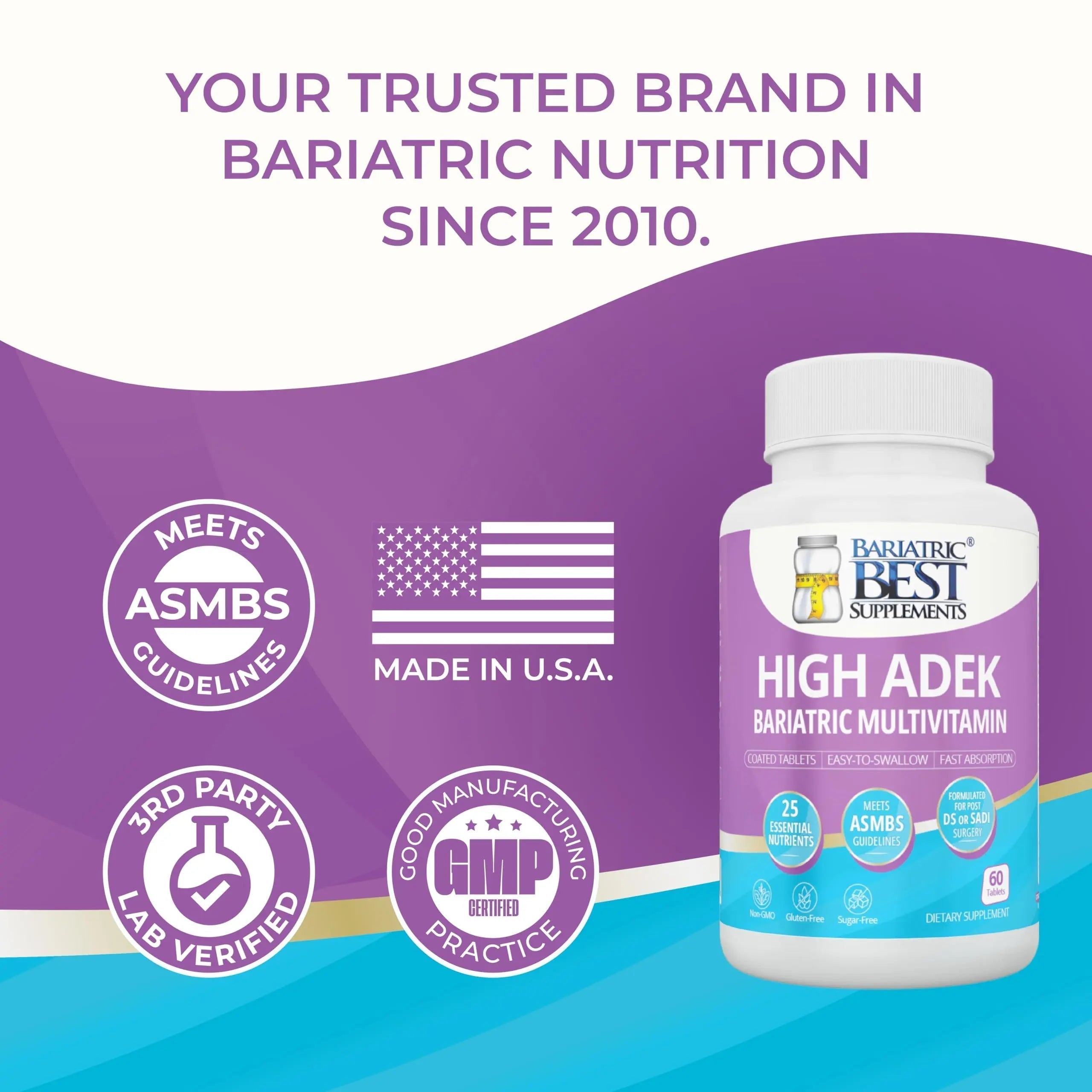 High A D E K Bariatric Multivitamin for Post DS/SADI Surgery, 25 Essential Nutrients for Post-Weight Loss Surgery, 60 Tablets Bariatric Best Supplements buy supplements canada