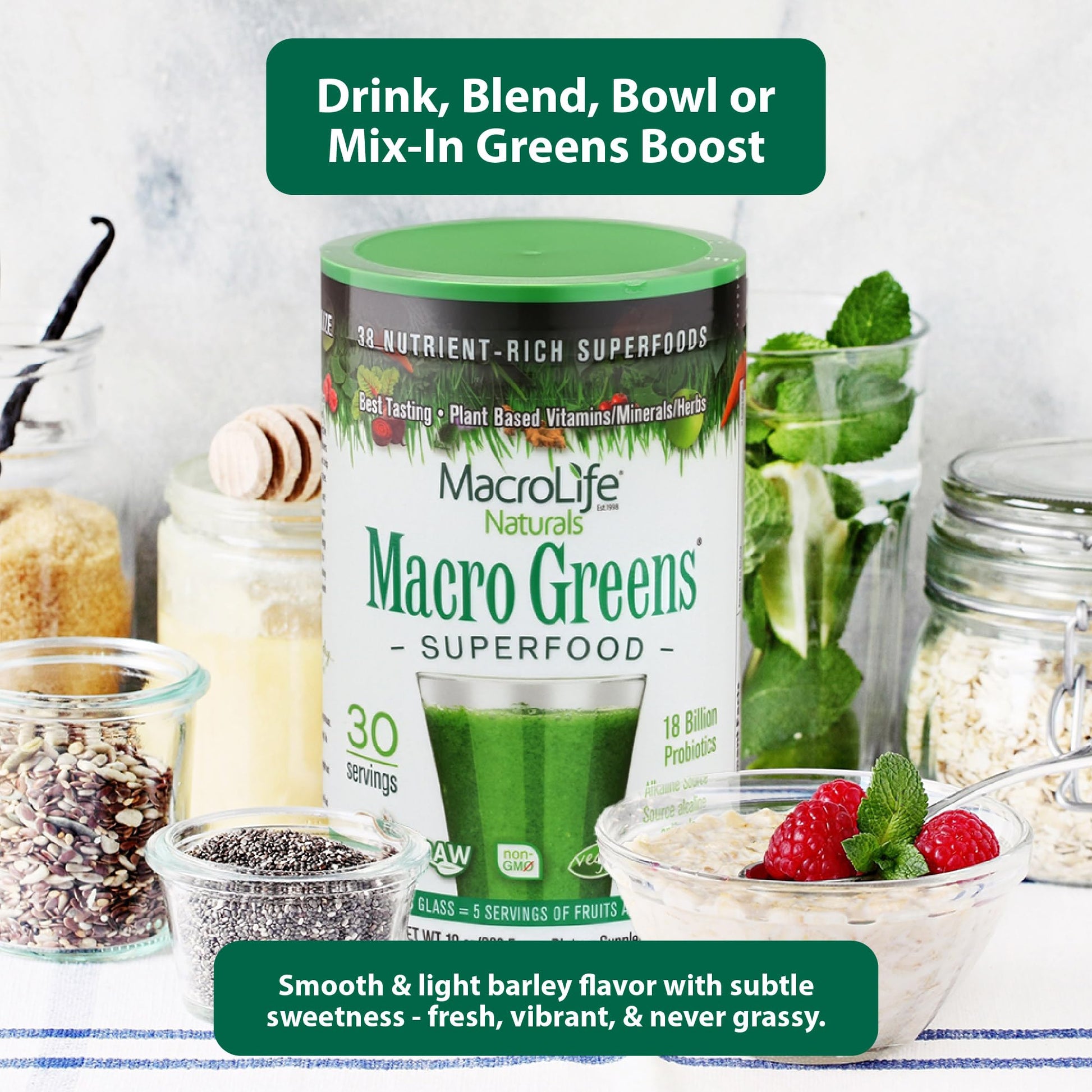 MacroLife Naturals Macro Greens Superfood Powder – 38 Superfoods with Probiotics, Digestive Enzymes & Adaptogens | Non GMO, Vegan, Gluten Free | 18B CFU | 10 oz (30 Servings) MacroLife Naturals buy supplements canada